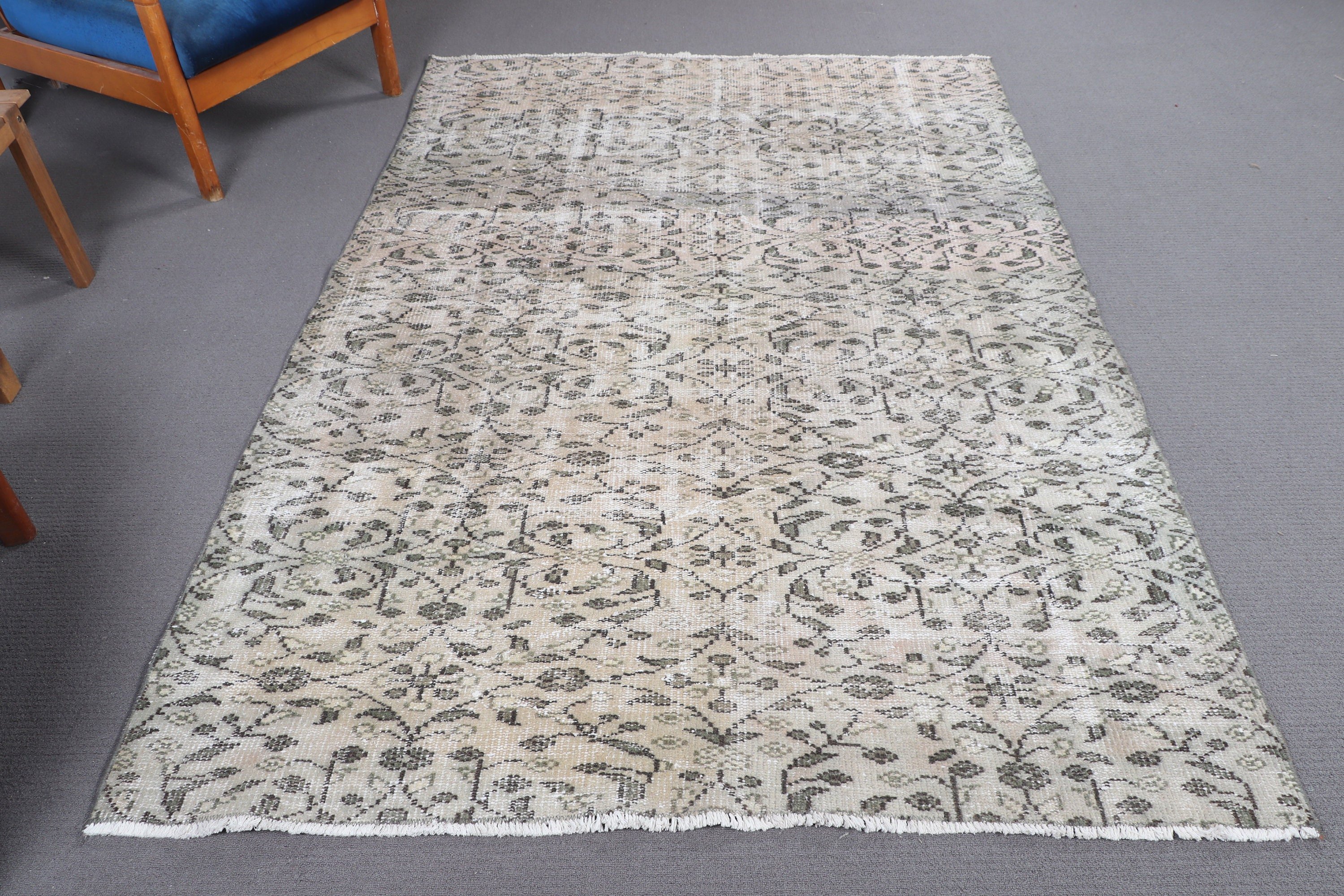 Vintage Rug, 5x7.6 ft Area Rugs, Oriental Rugs, Home Decor Rugs, Oushak Area Rug, Beige Flatweave Rug, Turkish Rugs, Vintage Area Rugs