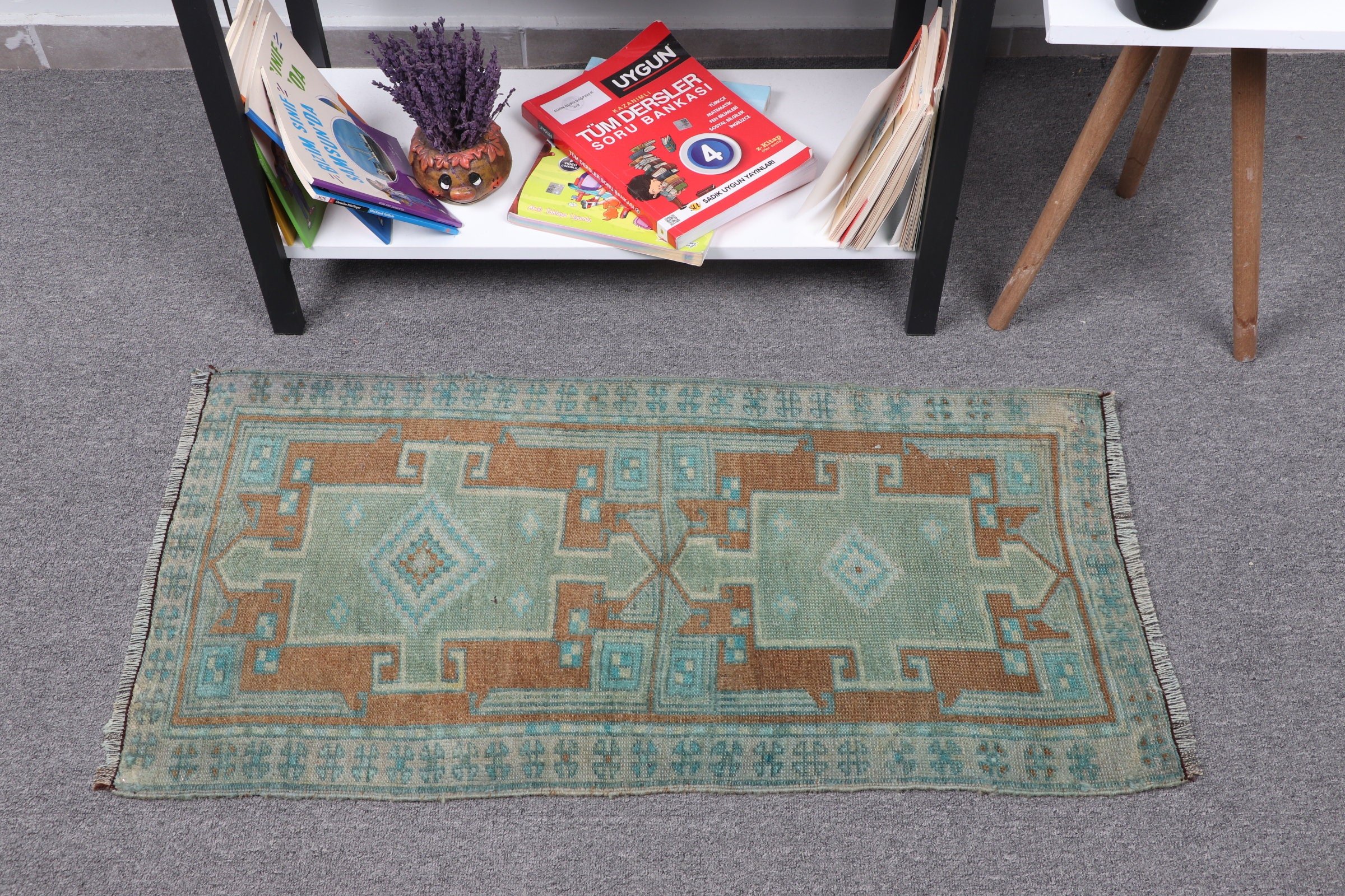 Vintage Rugs, Bath Rug, Turkish Rugs, 1.6x3.1 ft Small Rugs, Floor Rug, Muted Rugs, Dorm Rug, Bedroom Rug, Green Antique Rug, Kitchen Rugs