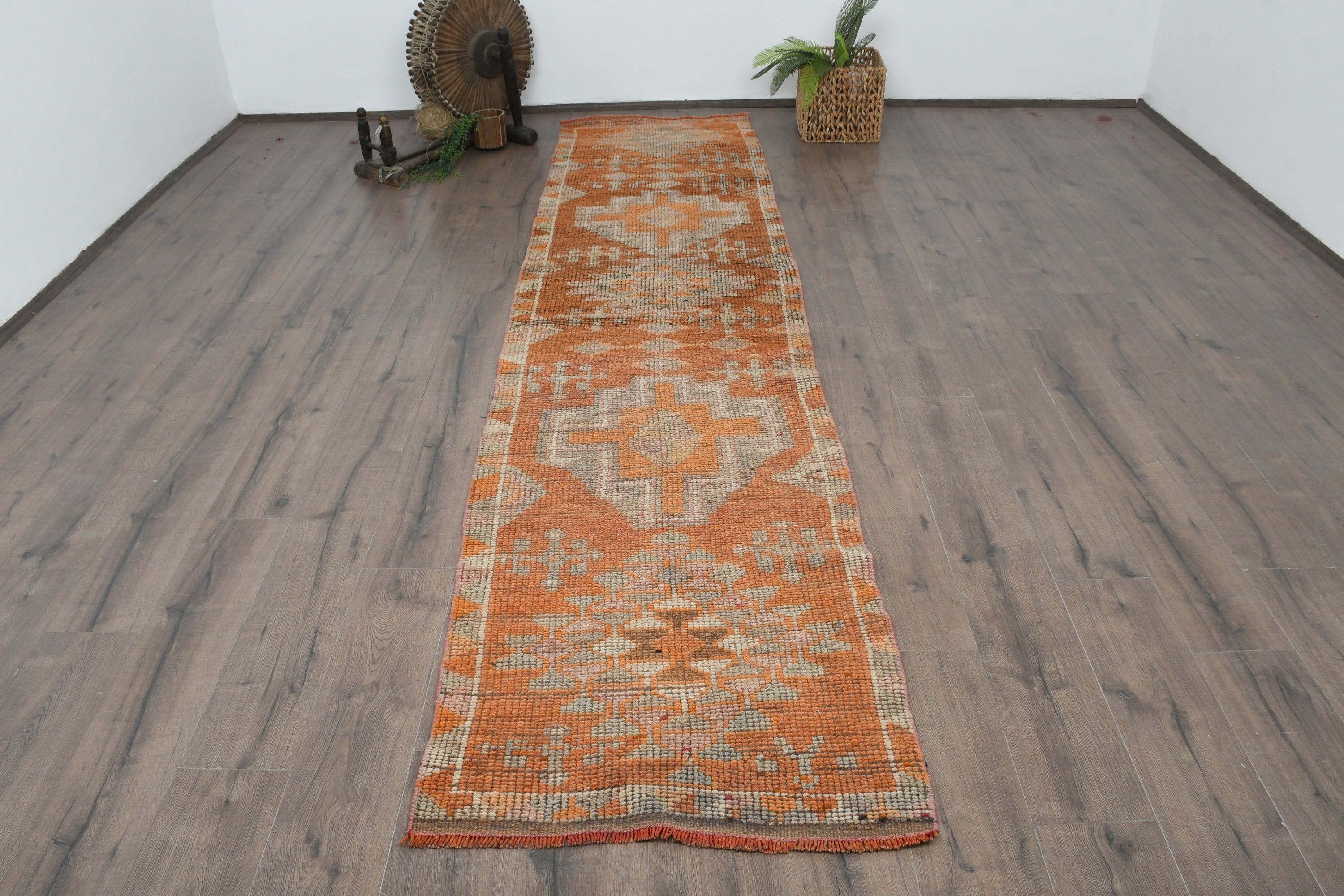 Cool Rugs, Corridor Rugs, Orange Bedroom Rugs, Vintage Rugs, Turkish Rugs, 2.6x11.3 ft Runner Rug, Oriental Rug, Kitchen Rug, Eclectic Rug