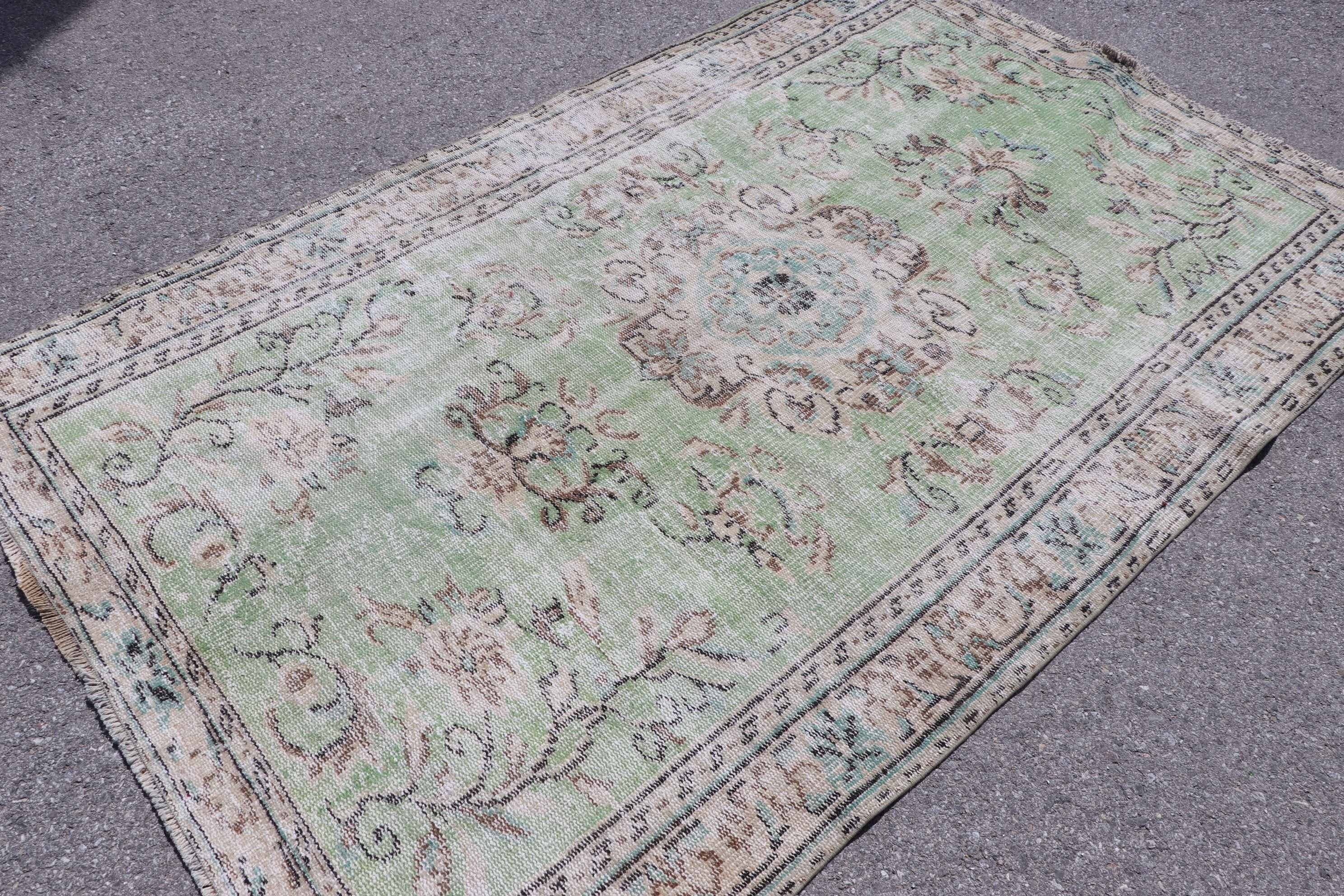 Turkish Rug, Vintage Rug, Nursery Rugs, Kitchen Rug, Green Wool Rugs, 4.7x7.8 ft Area Rugs, Anatolian Rug, Moroccan Rug, Rugs for Indoor