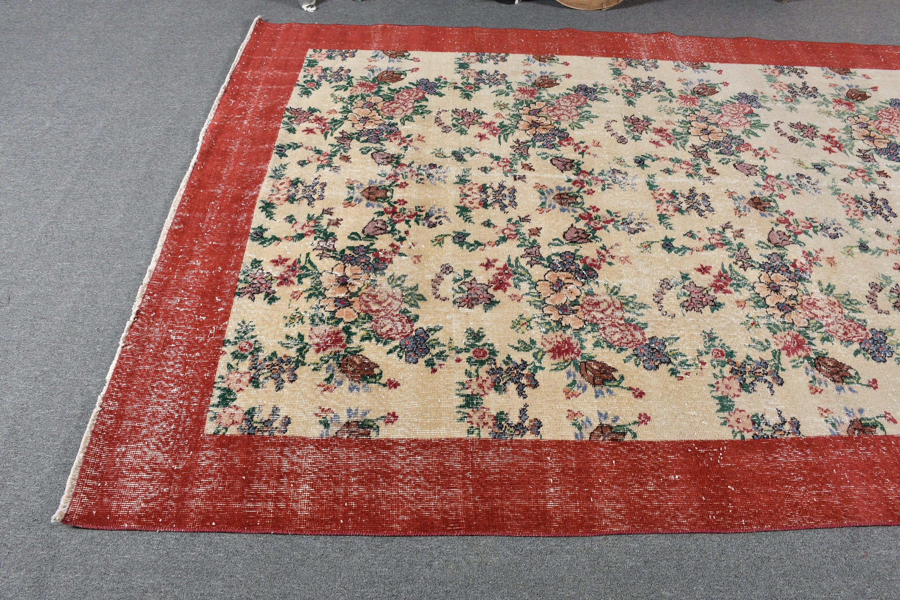 Living Room Rug, Wool Rugs, Turkish Rugs, Rugs for Living Room, 6x9.5 ft Large Rugs, Salon Rug, Oushak Rug, Red Oriental Rug, Vintage Rug