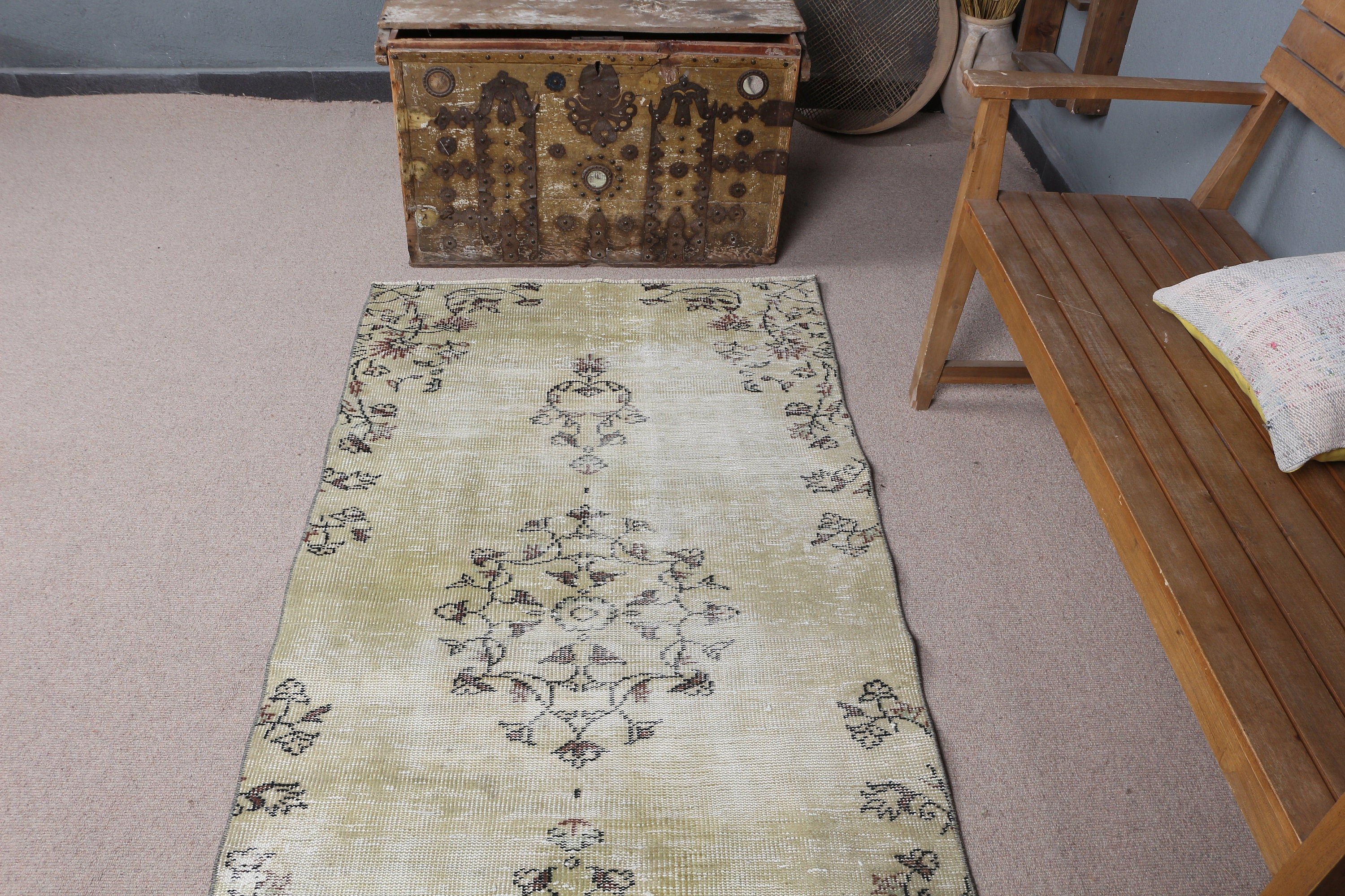 Nursery Rug, Turkish Rugs, Bedroom Rug, Green Home Decor Rug, Art Rugs, 3.1x6.1 ft Accent Rugs, Vintage Rug, Antique Rug, Oushak Rug