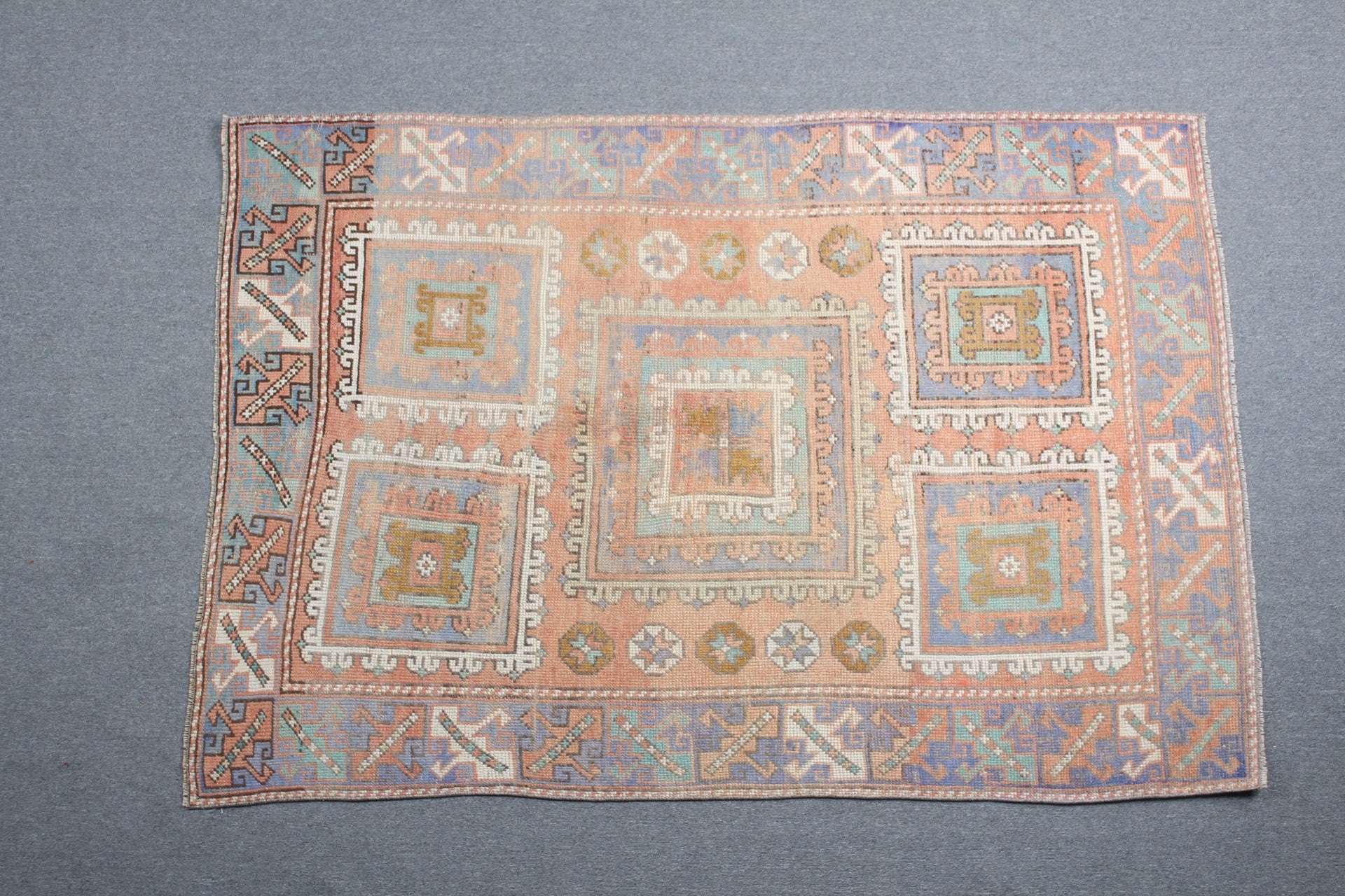 Orange Kitchen Rug, Rugs for Indoor, Floor Rug, Cool Rug, Indoor Rug, Vintage Decor Rug, Turkish Rugs, 4.4x6.3 ft Area Rugs, Vintage Rugs