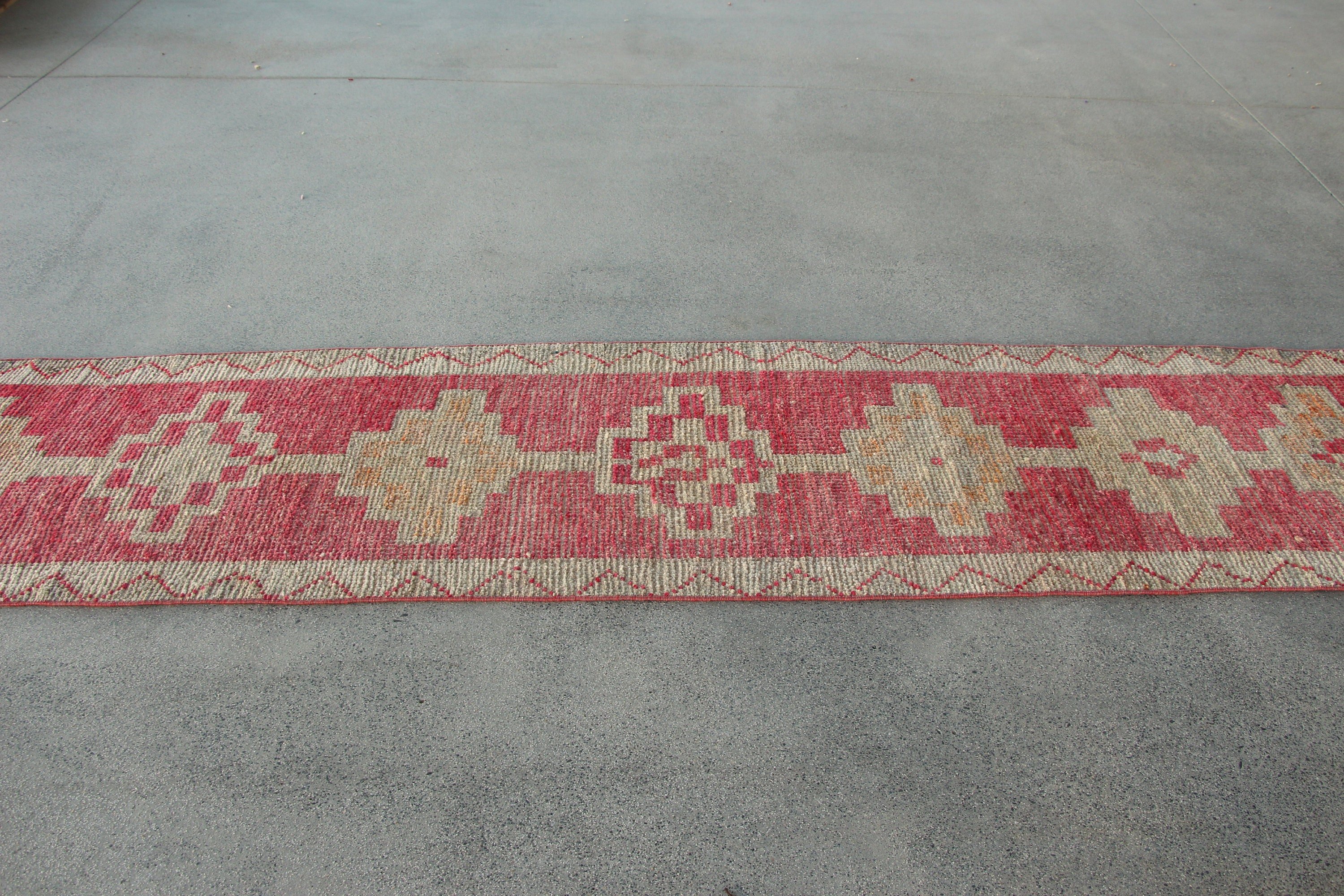 Nomadic Rug, Anatolian Rugs, Vintage Rug, Corridor Rugs, Hallway Rugs, Turkish Rug, Red Oriental Rug, 2.3x11.4 ft Runner Rug