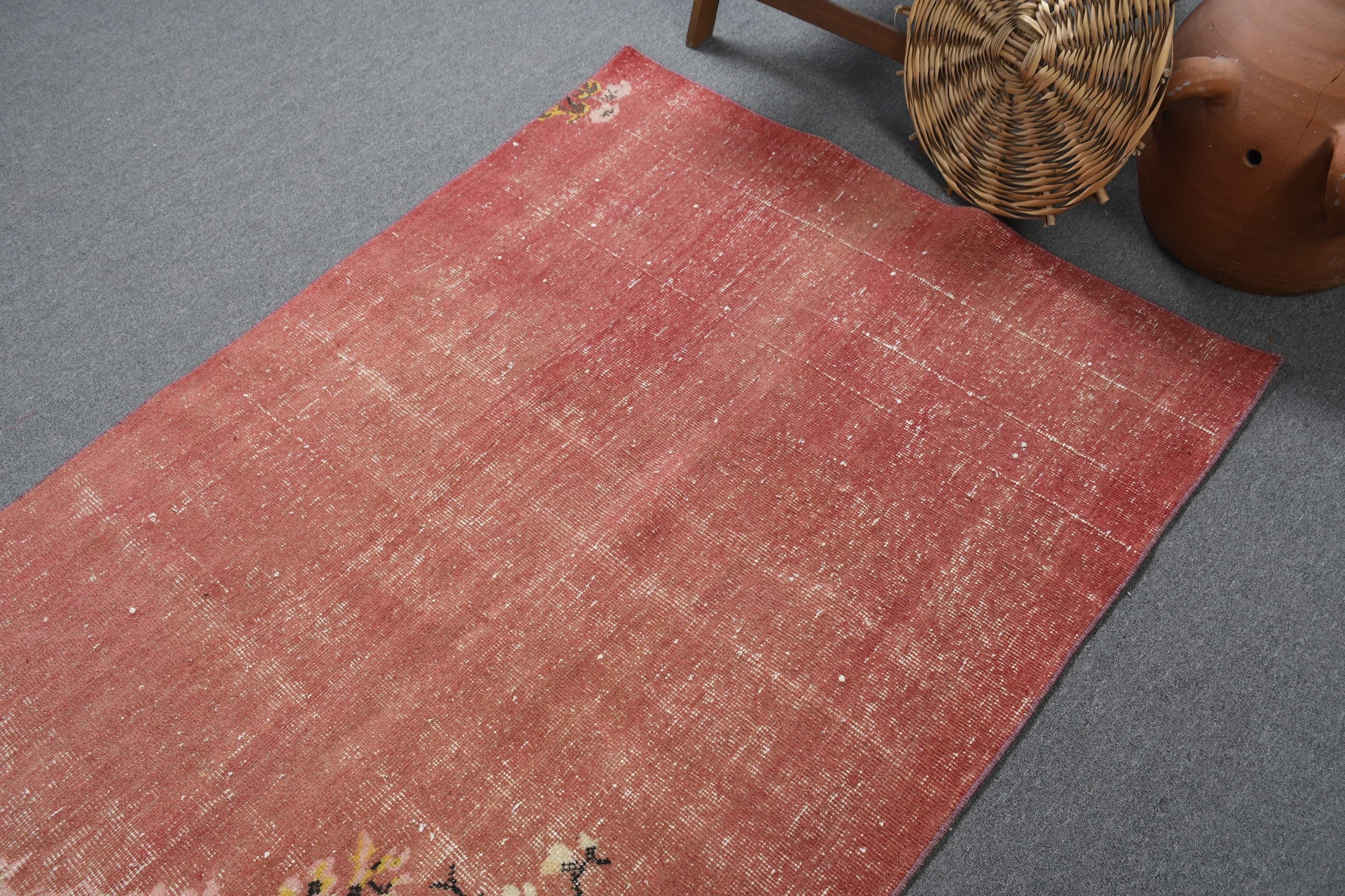 Rugs for Dining Room, Kitchen Rug, Vintage Rug, Red Bedroom Rug, Turkish Rug, Floor Rugs, 4x6.4 ft Area Rugs, Nursery Rug, Antique Rug