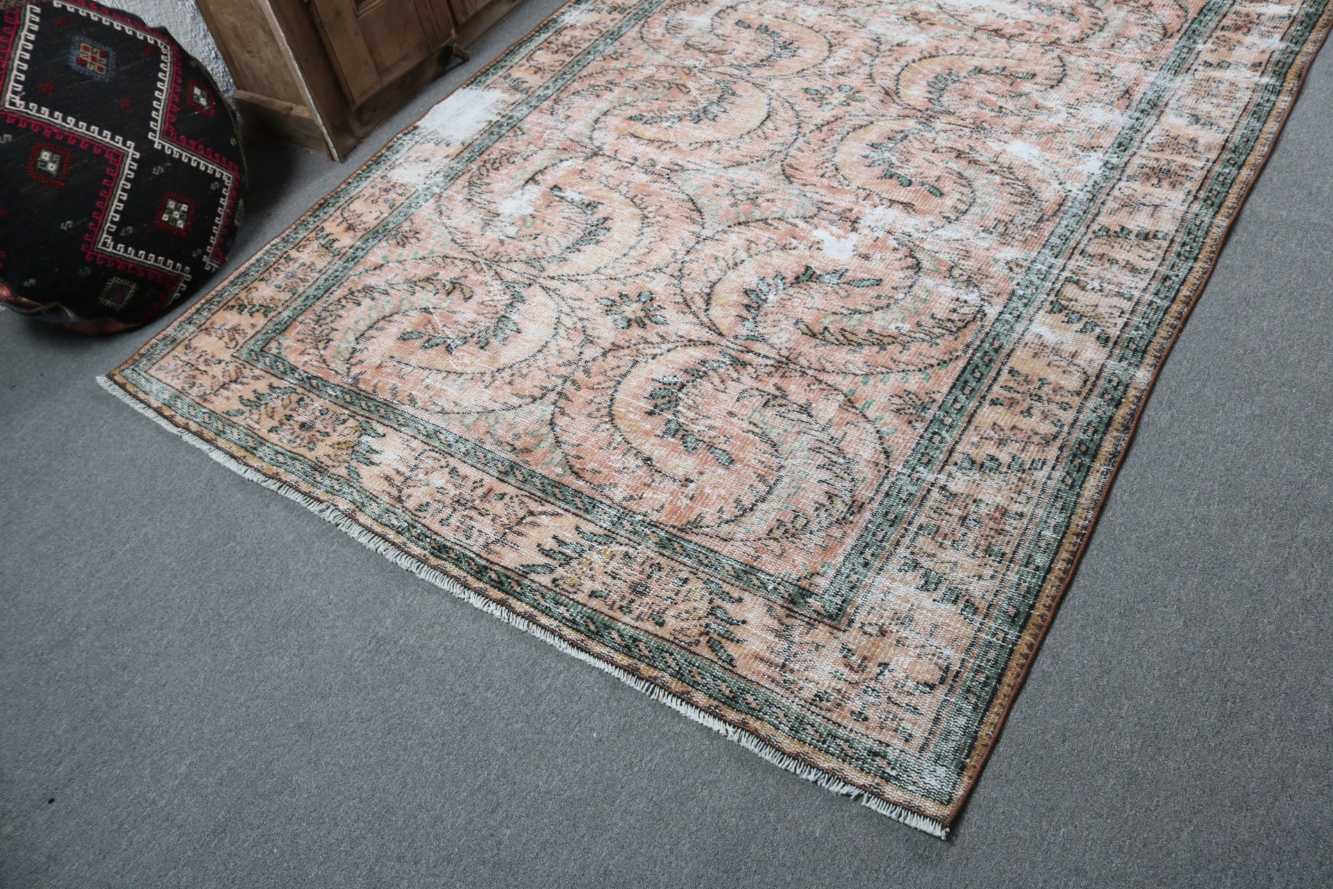 Yemek Odası Halıları, 5.7x9 ft Büyük Halı, Pembe Fas Halıları, Boho Halıları, Açıklama Halısı, Büyük Oushak Halısı, Türk Halısı, Vintage Halılar, Modern Halı