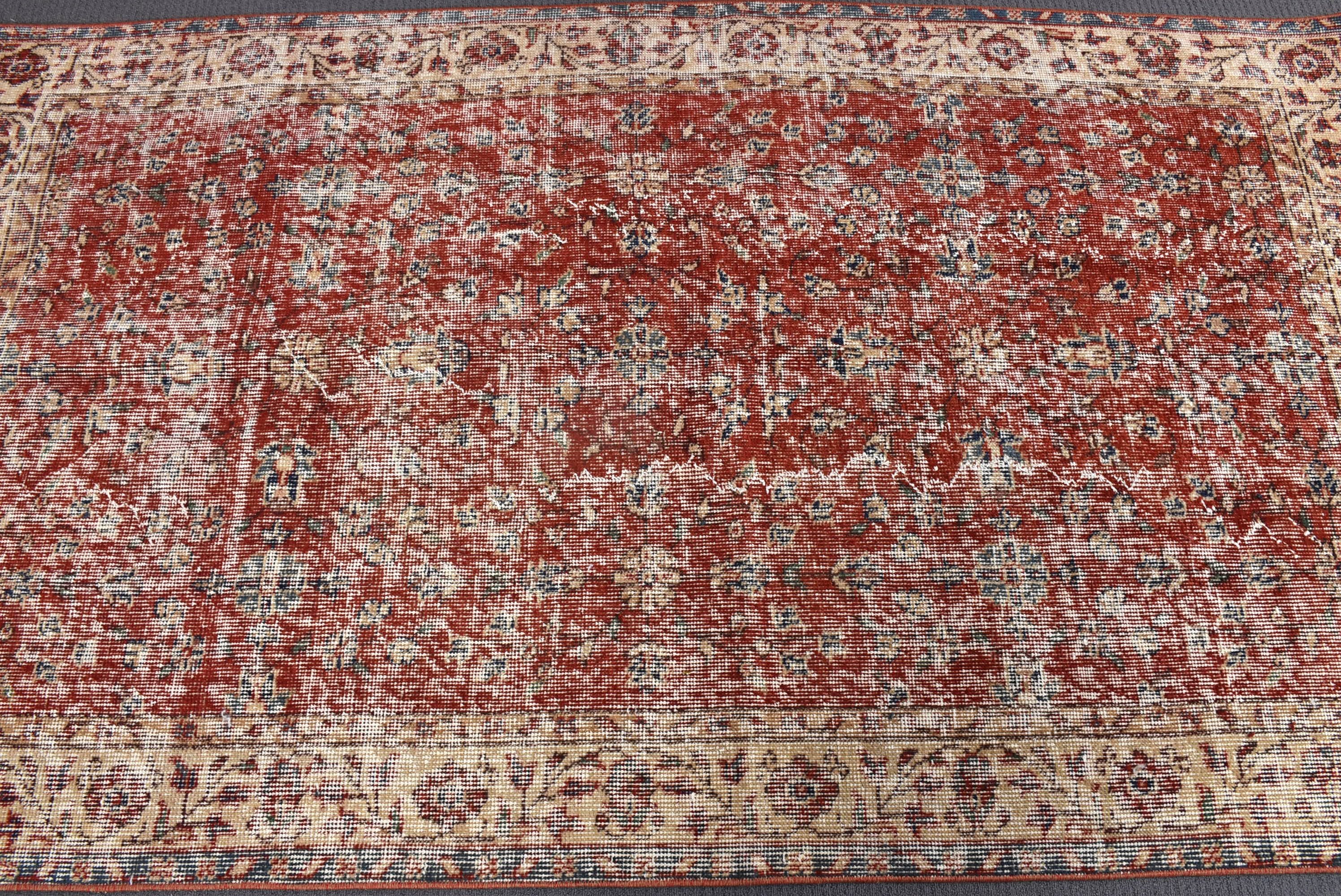 Mutfak Halısı, Vintage Halılar, Geometrik Halı, Türk Halısı, Boho Vurgulu Halı, Kırmızı 3,7x6,4 ft Vurgulu Halılar, Nötr Halı, Ofis Halısı