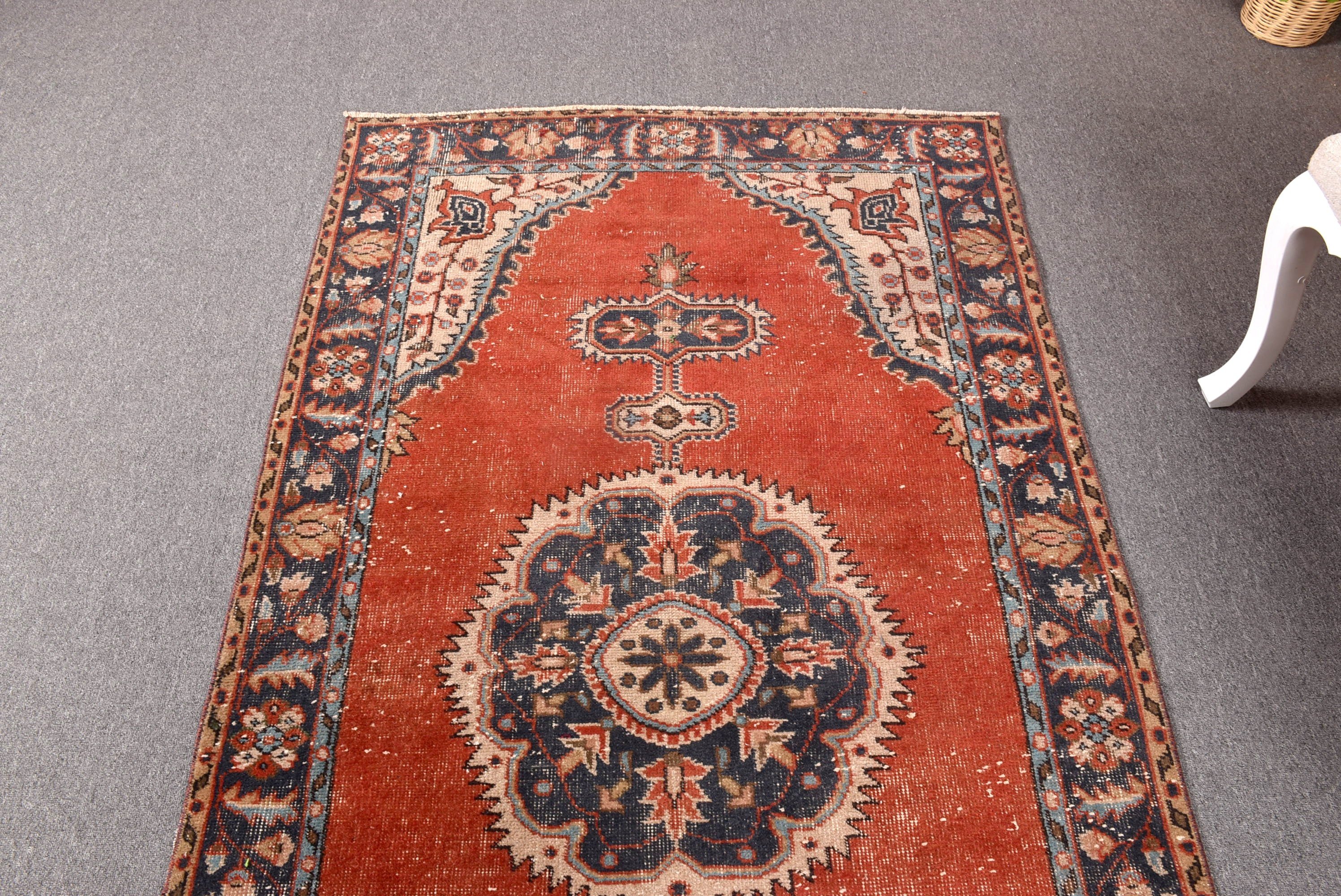 Oriental Rug, Red Handwoven Rug, Bedroom Rugs, Vintage Rugs, Oushak Area Rug, 3.8x6.7 ft Area Rug, Turkish Rug, Vintage Area Rugs