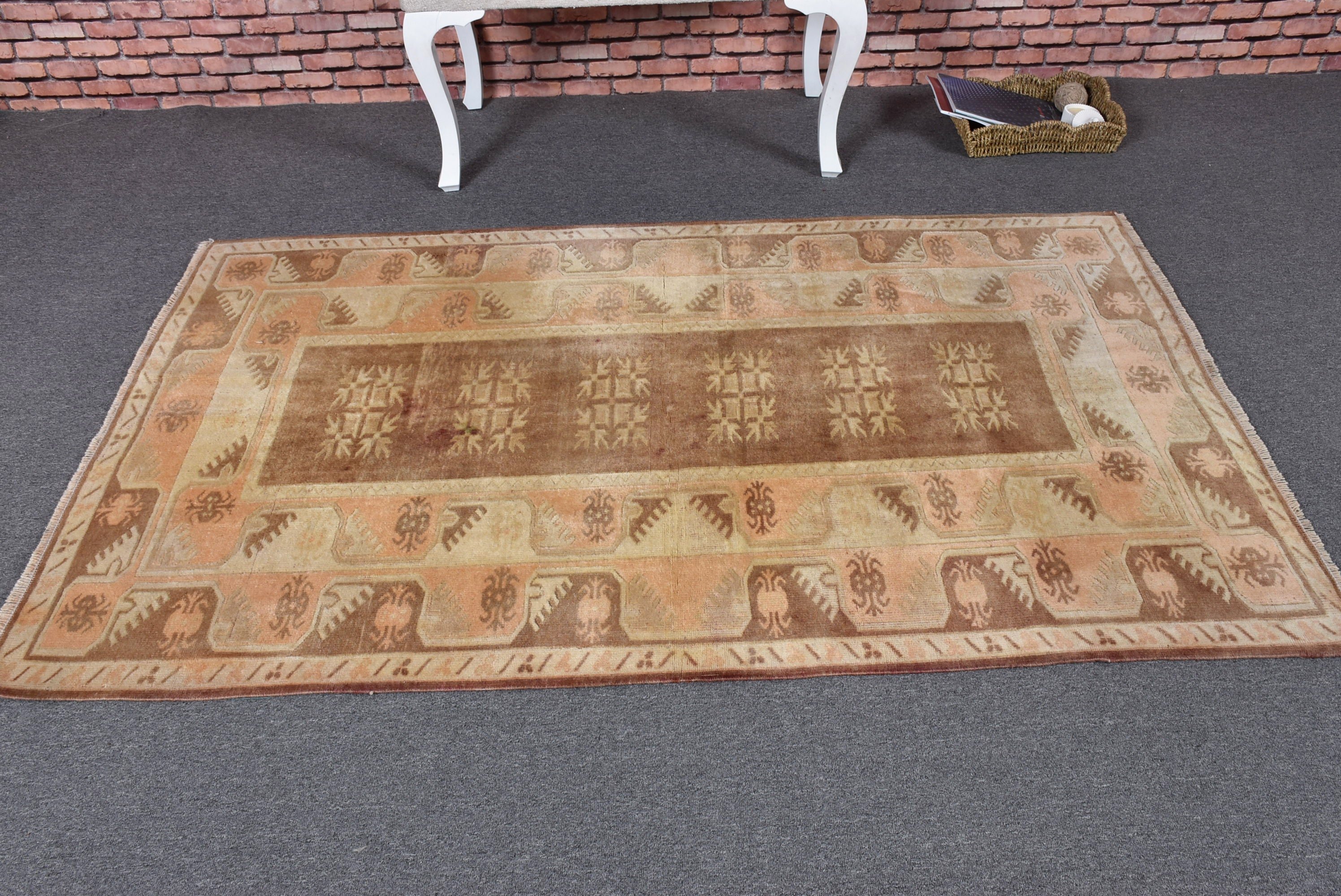 Nursery Rug, Wool Rugs, Decorative Rug, Rugs for Kitchen, Beige Neutral Rug, Vintage Rug, 3.8x6.1 ft Accent Rugs, Turkish Rug, Modern Rugs