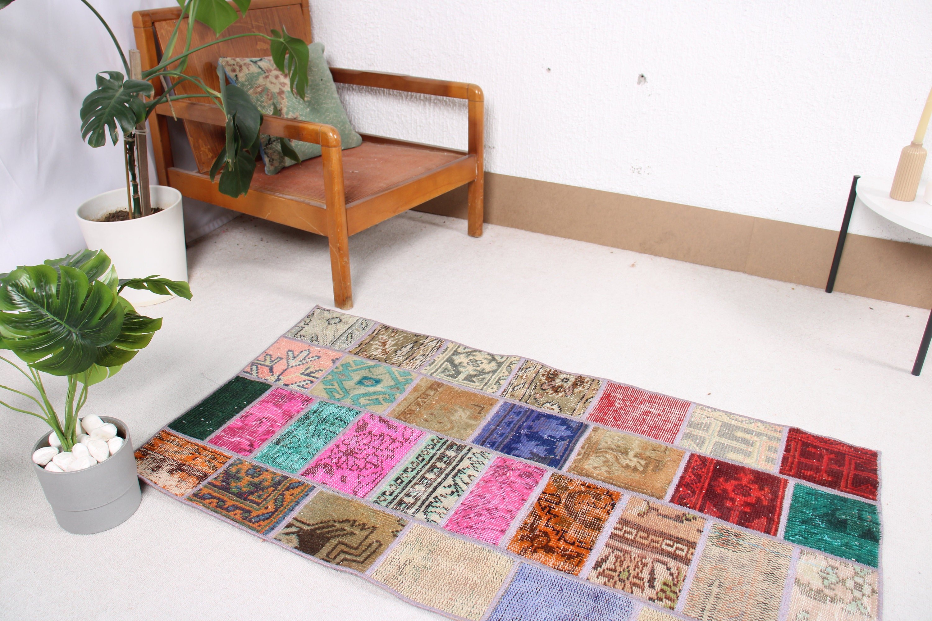 Small Vintage Rugs, Vintage Rug, Oriental Rugs, Turkish Rugs, Oushak Rugs, Pink Handwoven Rugs, 2.5x4.5 ft Small Rugs, Small Area Rugs