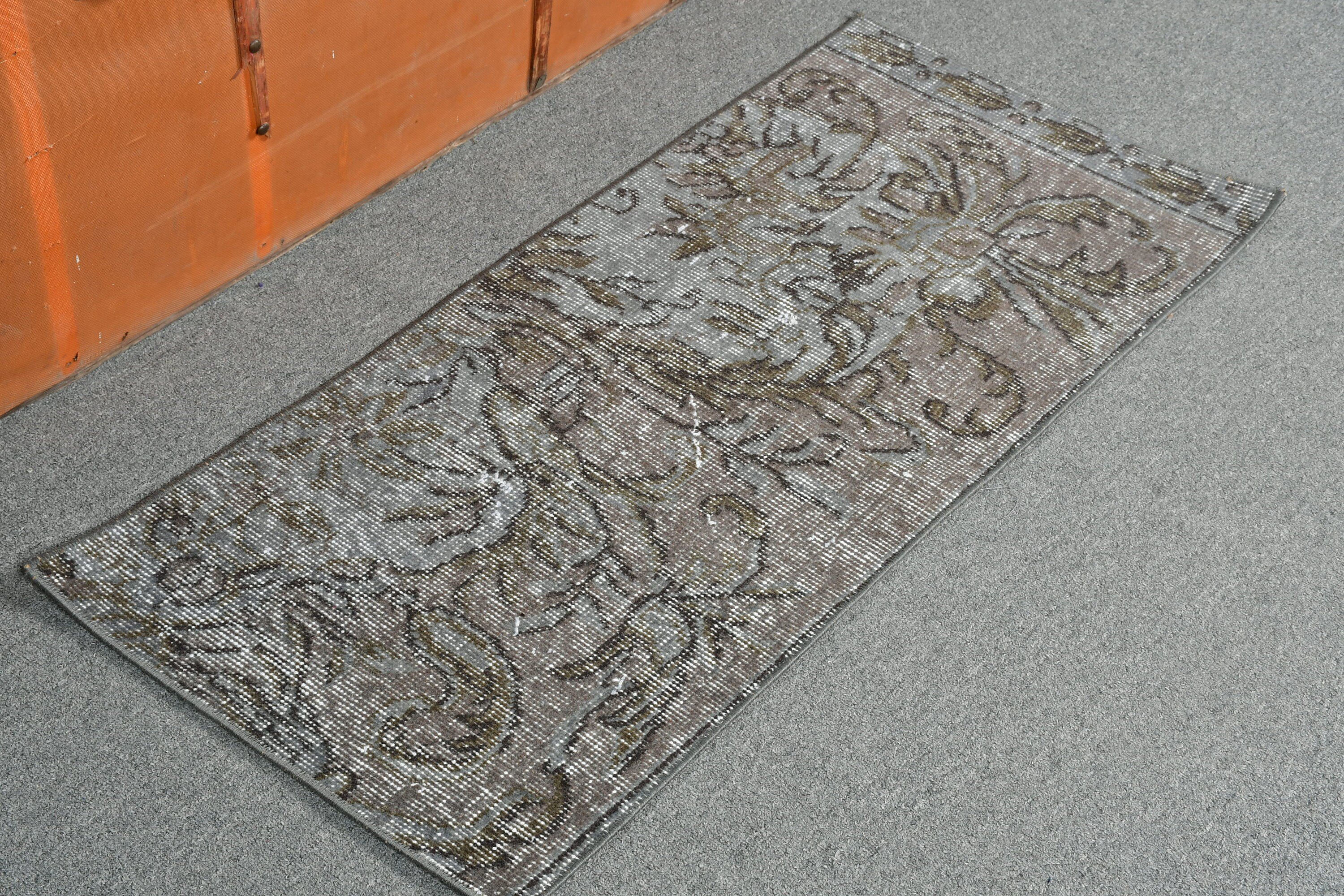 Car Mat Rug, Authentic Rug, Gray Home Decor Rugs, 1.5x3.3 ft Small Rug, Vintage Rug, Wall Hanging Rug, Wool Rug, Turkish Rugs, Oriental Rug