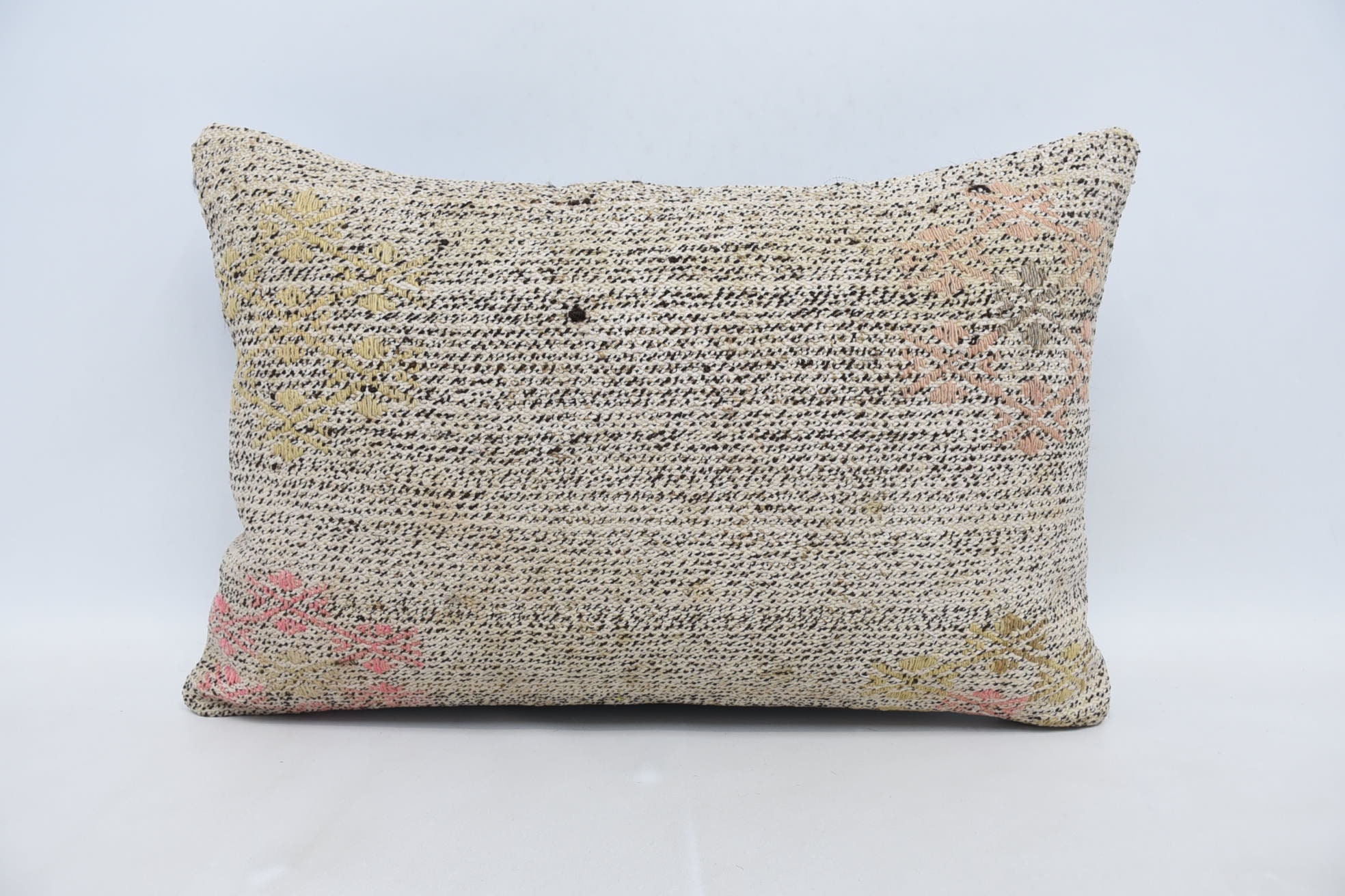 Vintage Kilim Throw Pillow, Sofa Cushion Cover, Turkish Pillow, 16"x24" White Cushion Cover, Aesthetic Pillow Sham, Pillow for Couch