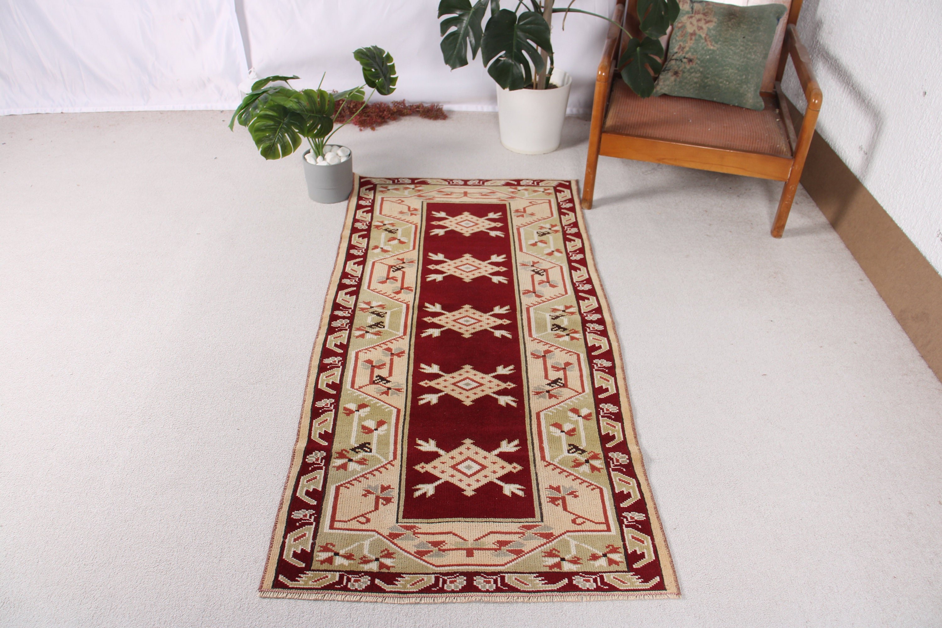 Turkish Rugs, Red Statement Rug, 2.6x5.4 ft Small Rugs, Vintage Rug, Outdoor Rug, Bedroom Rugs, Nursery Rugs, Boho Rugs