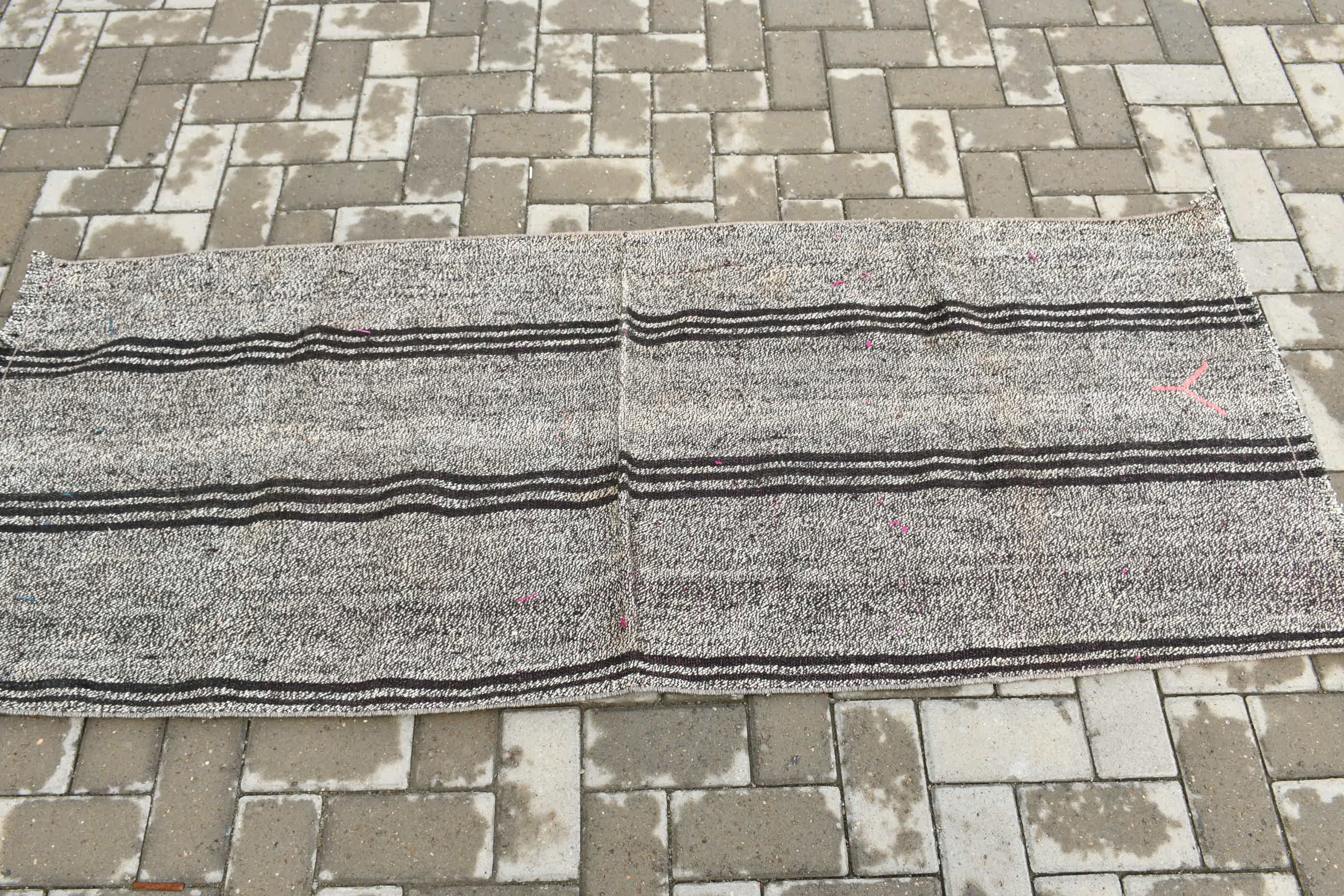 Oryantal Halı, Siyah Yer Halısı, 2,5x6,1 ft Aksan Halısı, Antika Halılar, Retro Halı, Türk Halısı, Giriş Halısı, Kilim, Vintage Halılar, Çocuk Halısı