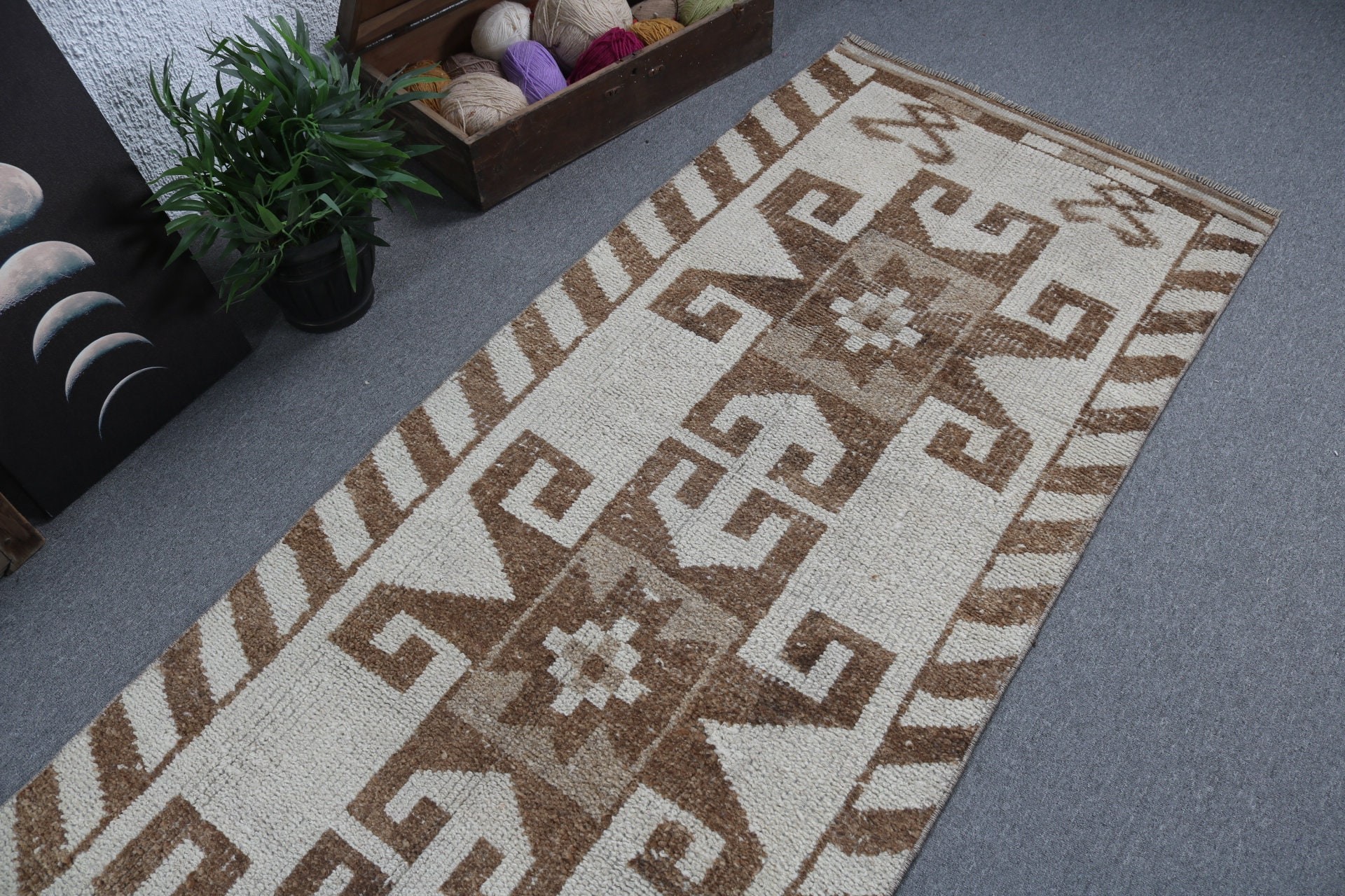 Stair Rug, Beige Flatweave Rugs, 3.1x10.7 ft Runner Rugs, Wool Rug, Turkish Rugs, Vintage Rugs, Beni Ourain Runner Rug, Floor Rugs