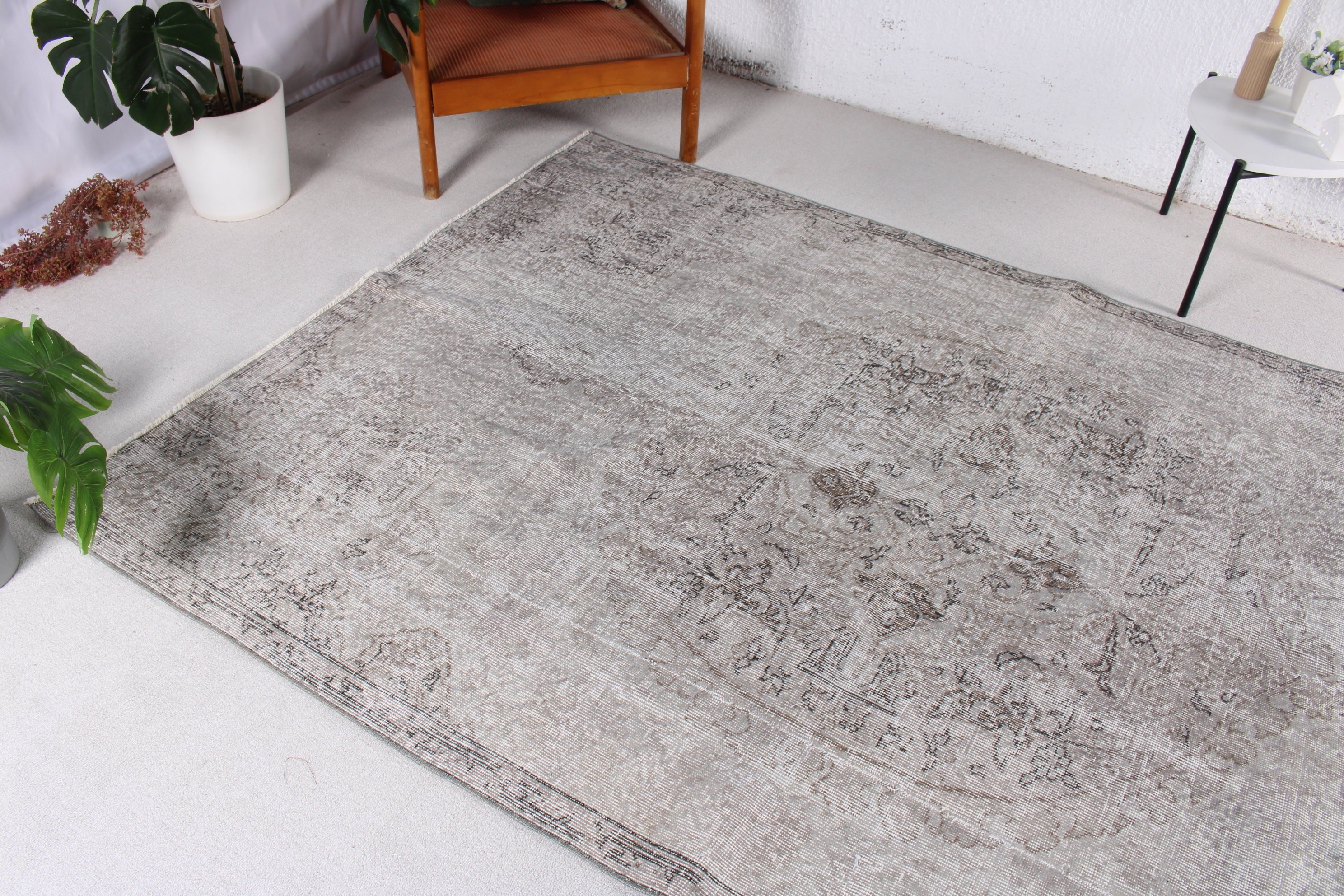 Turkish Rugs, 5.3x8.1 ft Large Rugs, Gray Cool Rug, Large Oushak Rugs, Floor Rug, Vintage Rug, Bedroom Rugs, Living Room Rugs, Exotic Rug