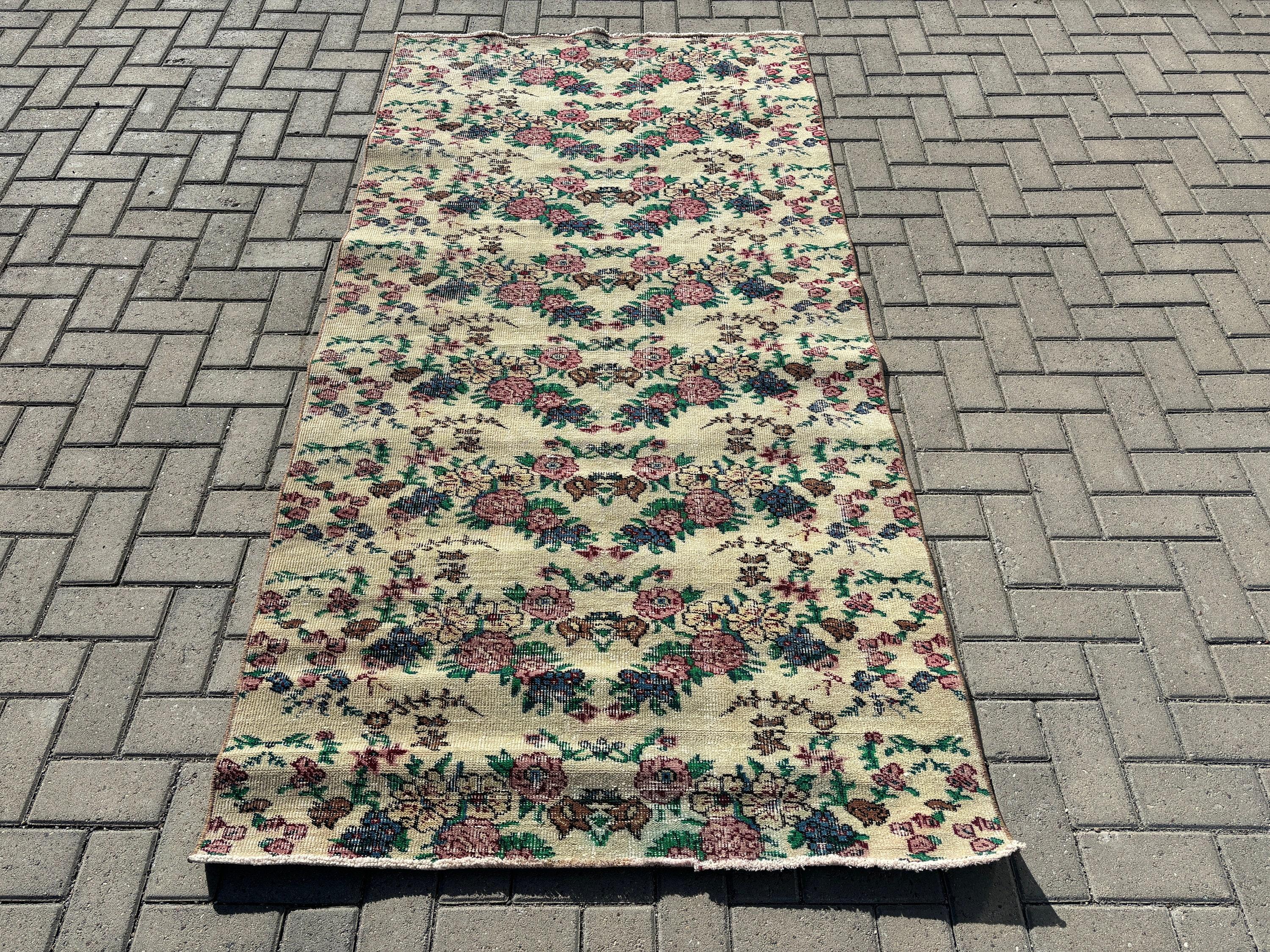 Bej Düz Dokuma Halılar, Yatak Odası Halıları, Türk Halıları, 3,8x7,5 ft Alan Halıları, Yatak Odası Halısı, Tribal Halı, İç Mekan Halısı, Vintage Halılar, Oryantal Halı