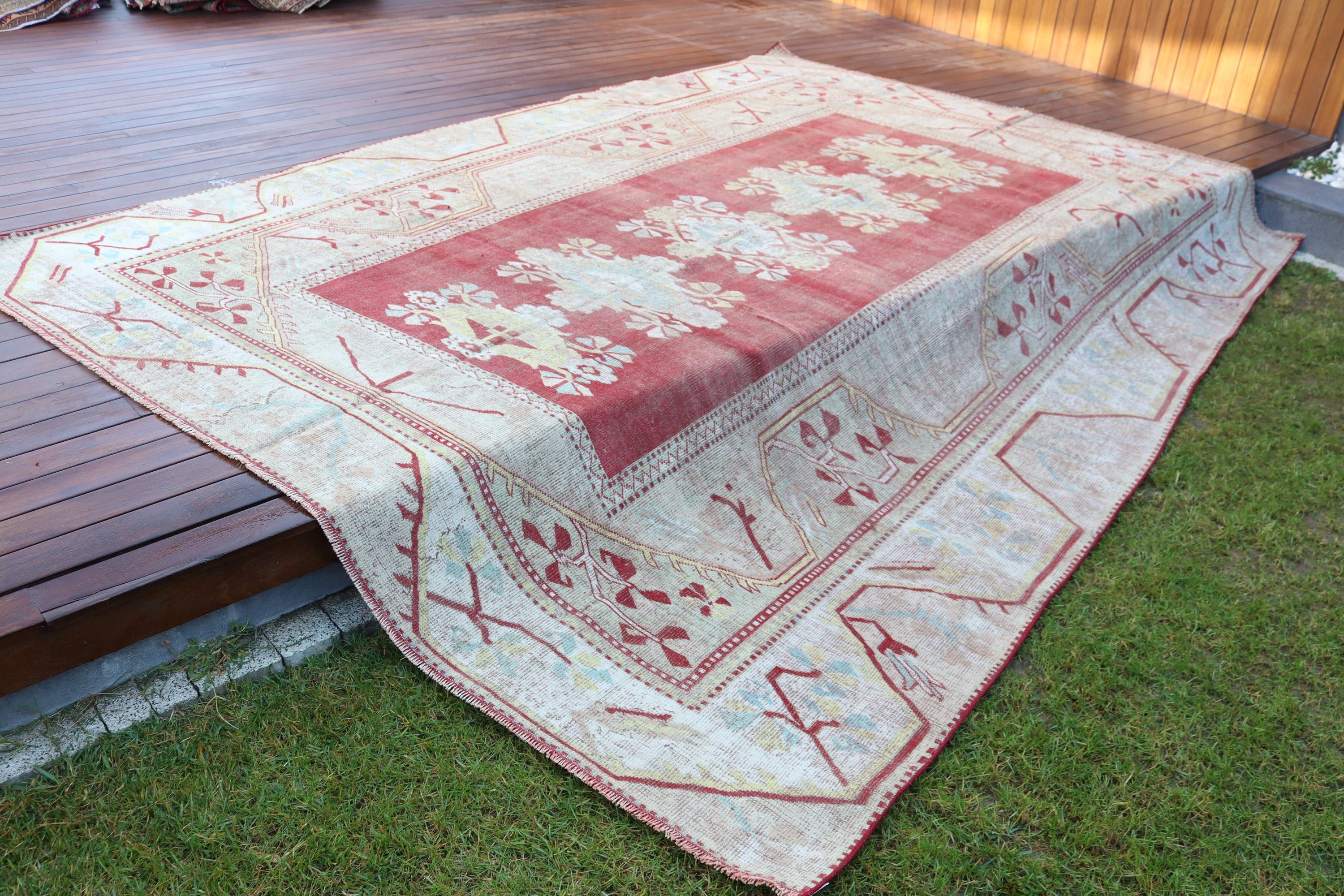 8.2x11.3 ft Oversize Rug, Salon Rugs, Floor Rugs, Vintage Rug, Beige Antique Rugs, Wool Rugs, Turkish Rugs, Boho Rugs, Oversize Vintage Rug