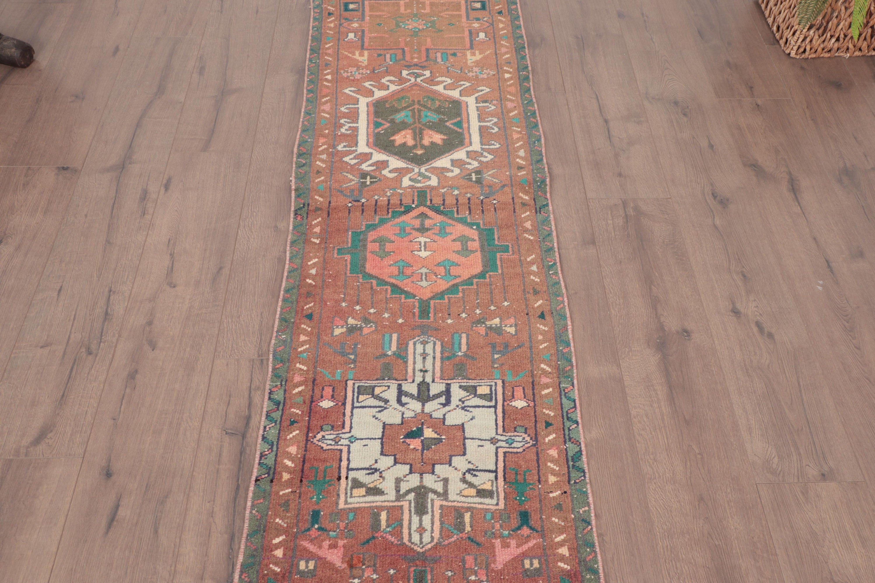 Vintage Rug, Hallway Rugs, 1.8x10.1 ft Runner Rugs, Turkish Rugs, Statement Rugs, Brown Luxury Rugs, Long Runner Rug, Handwoven Rugs