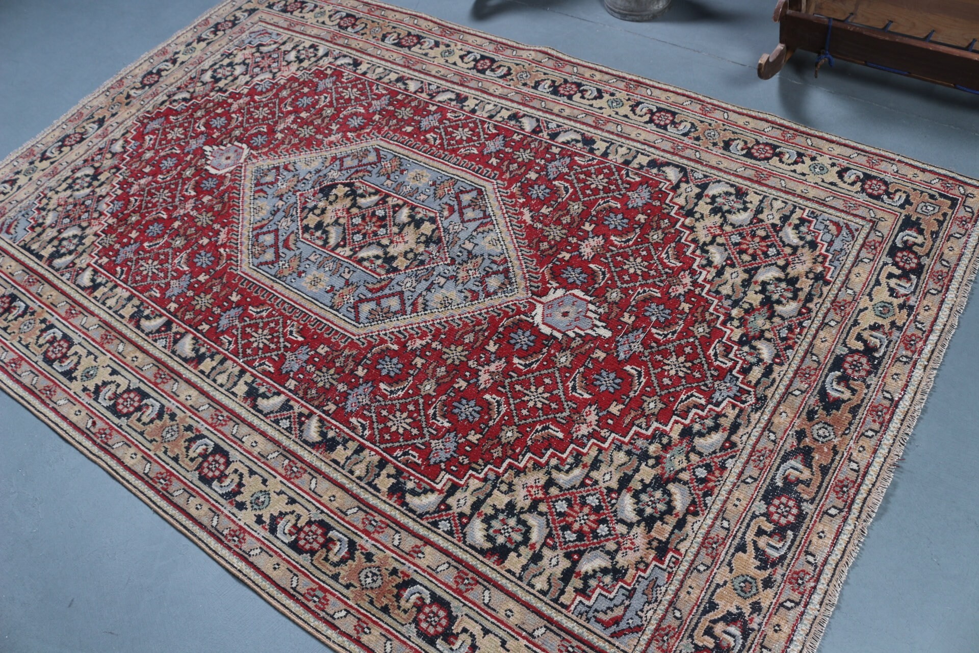 Bedroom Rug, Dining Room Rug, Living Room Rug, Turkish Rug, Organic Rug, Vintage Rug, Red Anatolian Rug, 5.2x7.7 ft Large Rug