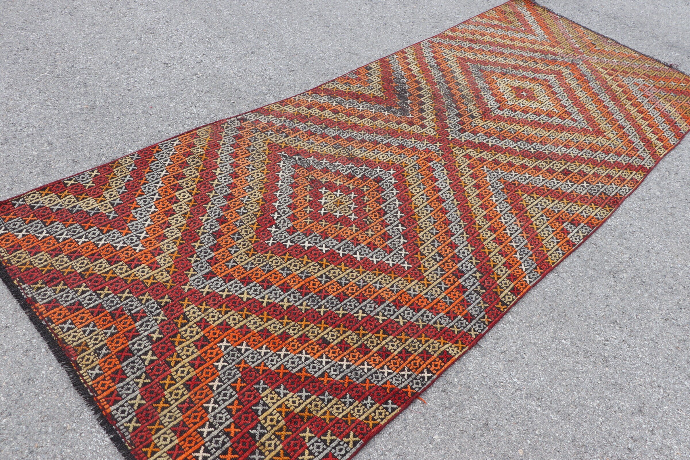 Custom Rug, Kitchen Rug, Vintage Rug, Red Wool Rug, Turkish Rug, Kilim, Home Decor Rug, Corridor Rugs, 4.1x10.6 ft Runner Rugs, Stair Rugs