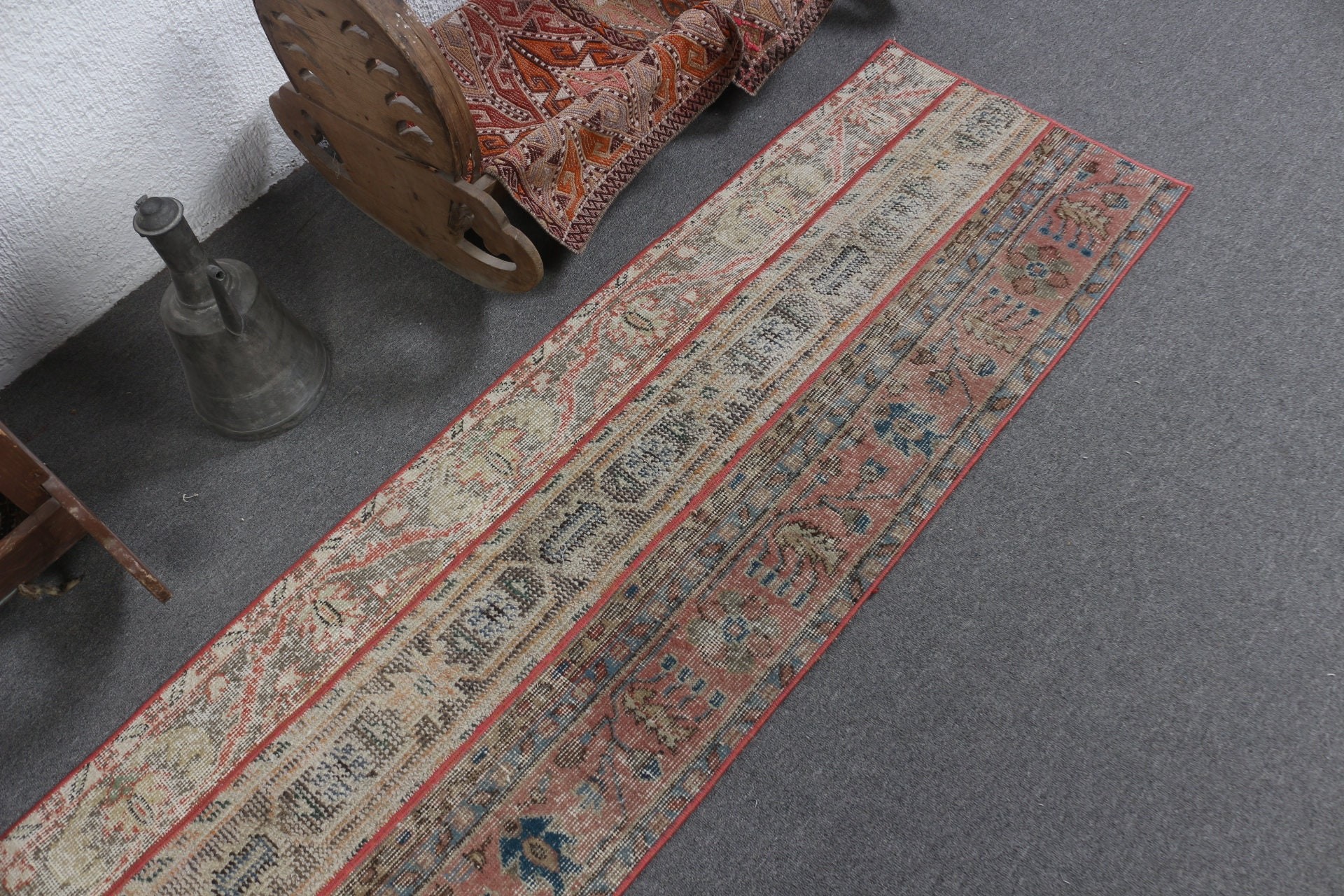 Vintage Halı, Türk Halıları, Özel Halı, Mutfak Halıları, Bej 1.9x7.6 ft Runner Halısı, Anadolu Halıları, Koridor Halısı, Havalı Halı