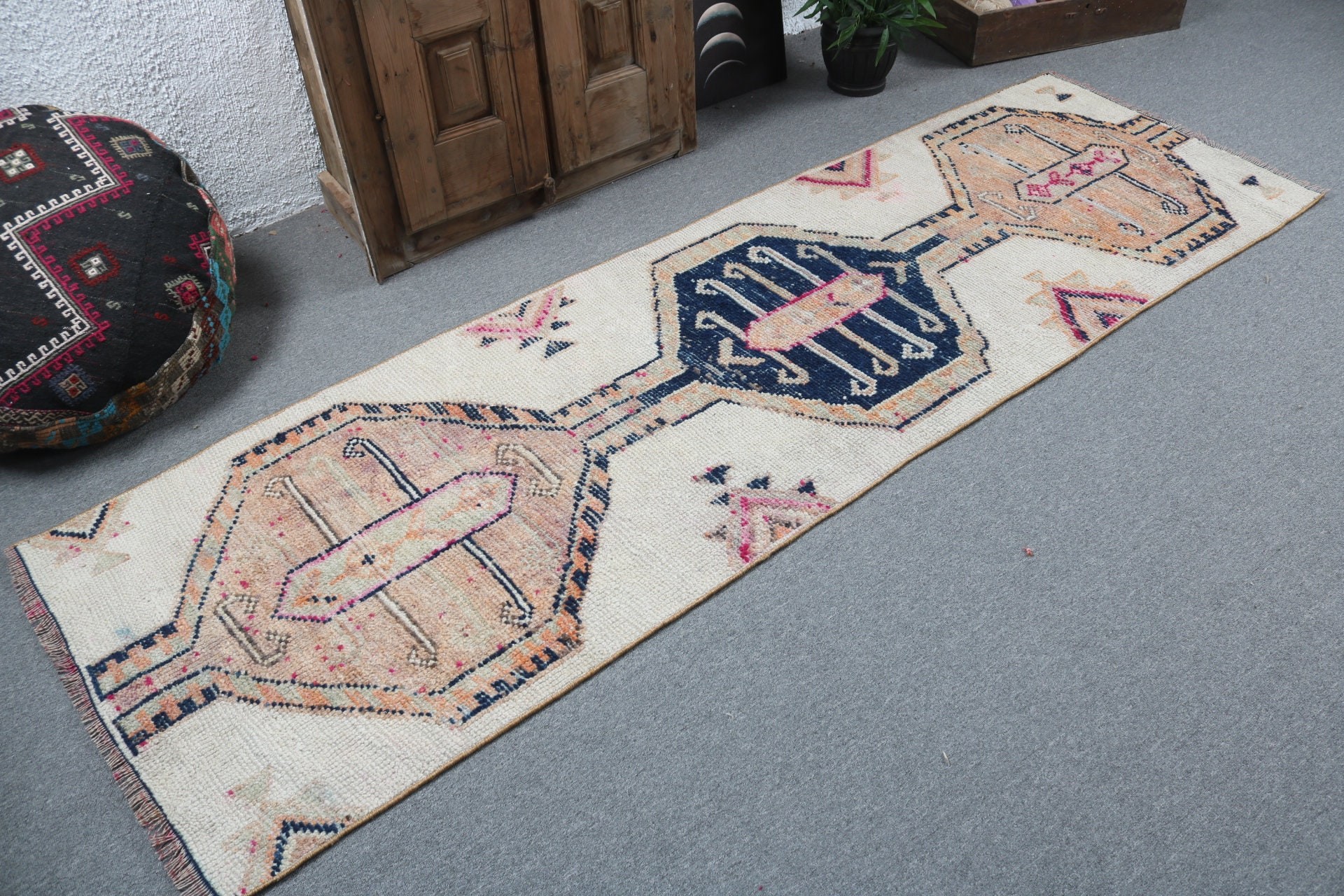 Vintage Rugs, Vintage Runner Rugs, Flatweave Rugs, Floor Rugs, Beige Wool Rugs, Long Runner Rug, Turkish Rugs, 2.7x8.7 ft Runner Rug