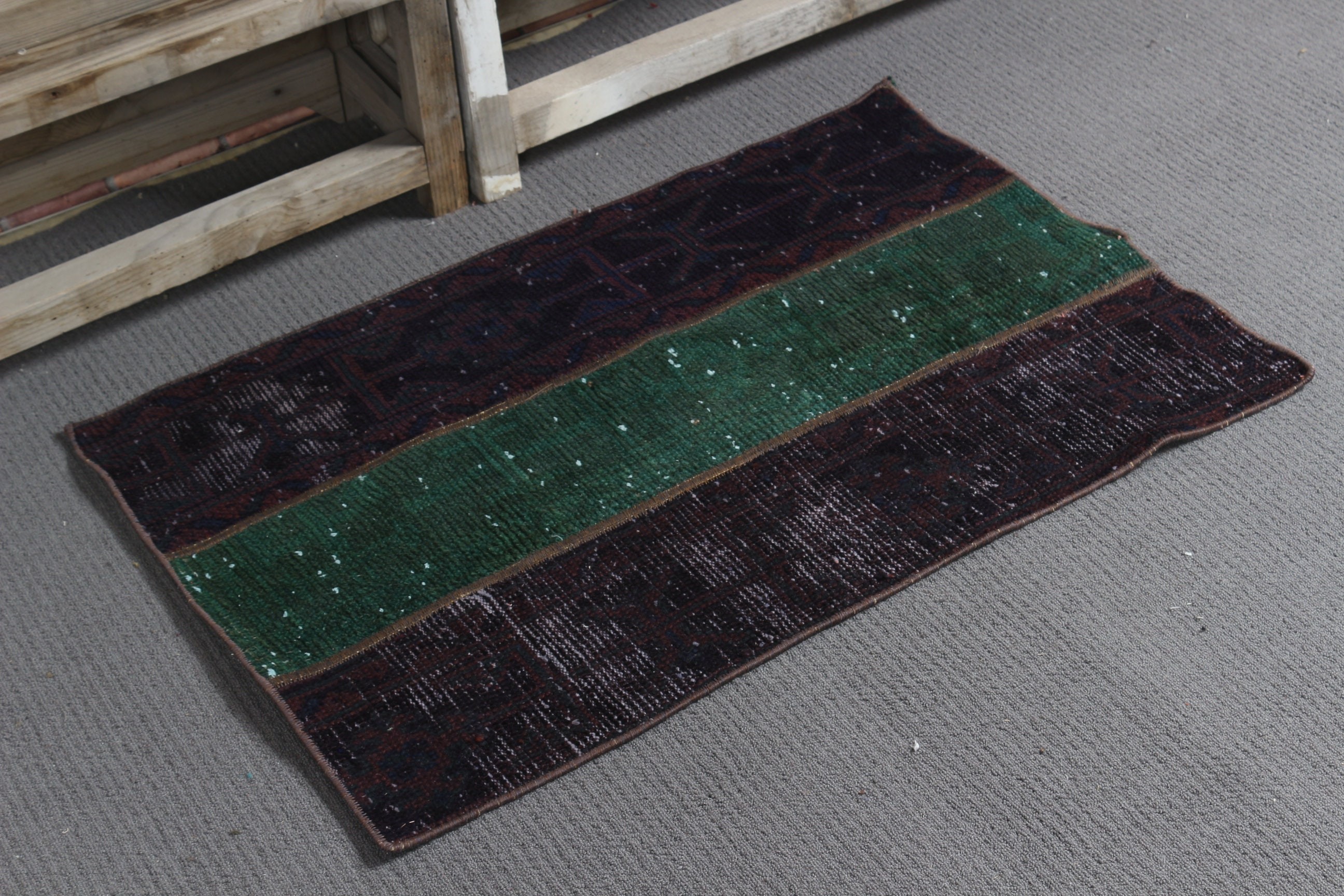 Green Kitchen Rug, Turkish Rug, Cool Rugs, Wall Hanging Rug, Vintage Rug, 2x3.1 ft Small Rugs, Bedroom Rug, Car Mat Rug, Rugs for Car Mat