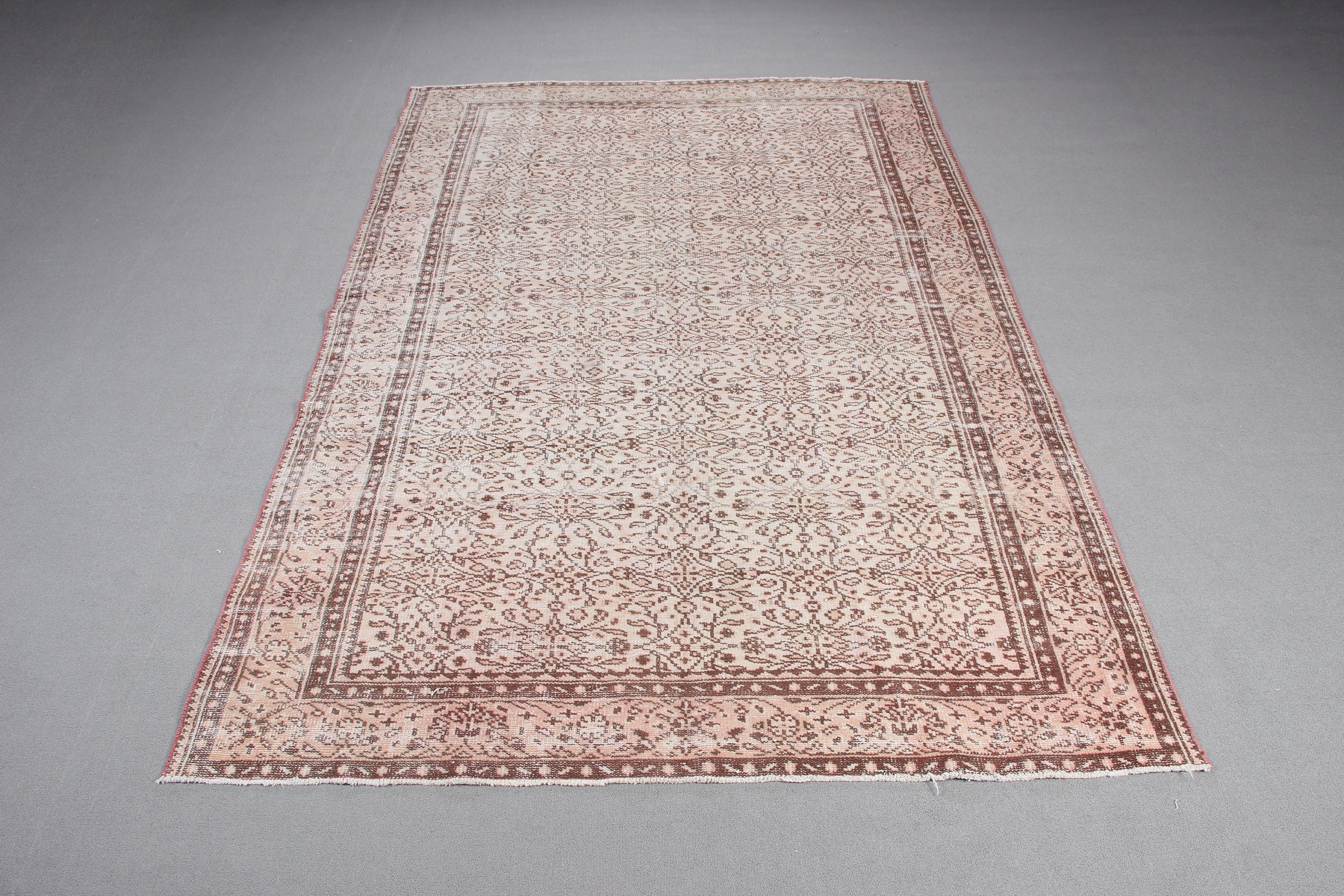 Türk Halısı, Boho Halısı, 6.2x9.4 ft Büyük Halı, Yemek Odası Halısı, Vintage Halı, Geometrik Halı, Türk Salon Halısı Halıları, Bej Soğuk Halı, Salon Halısı