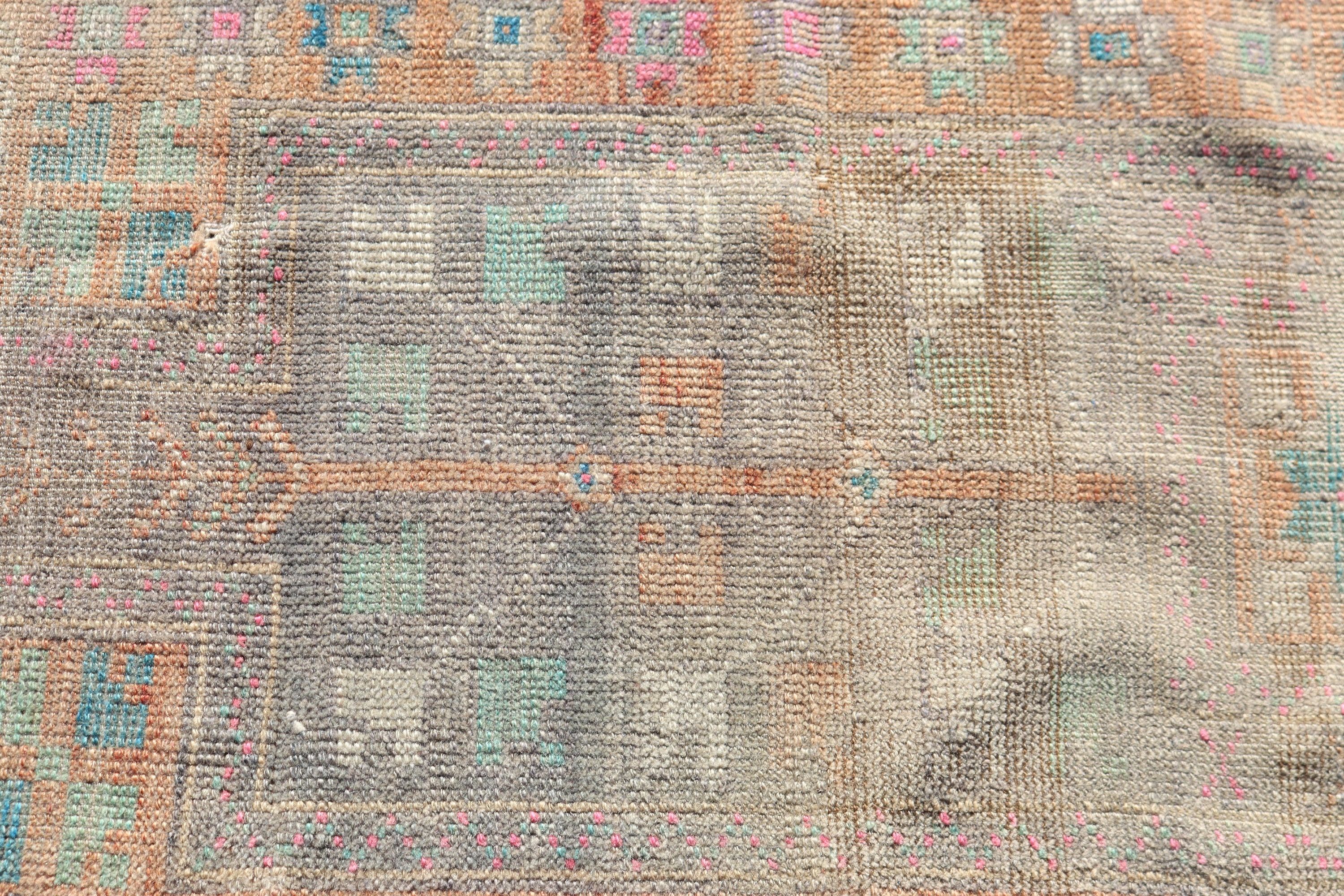 2x3,3 ft Küçük Halı, Küçük Vintage Halılar, Turuncu Anadolu Halıları, Oryantal Halı, Vintage Halı, Türk Halıları, Oushak Halıları, Çocuk Halıları