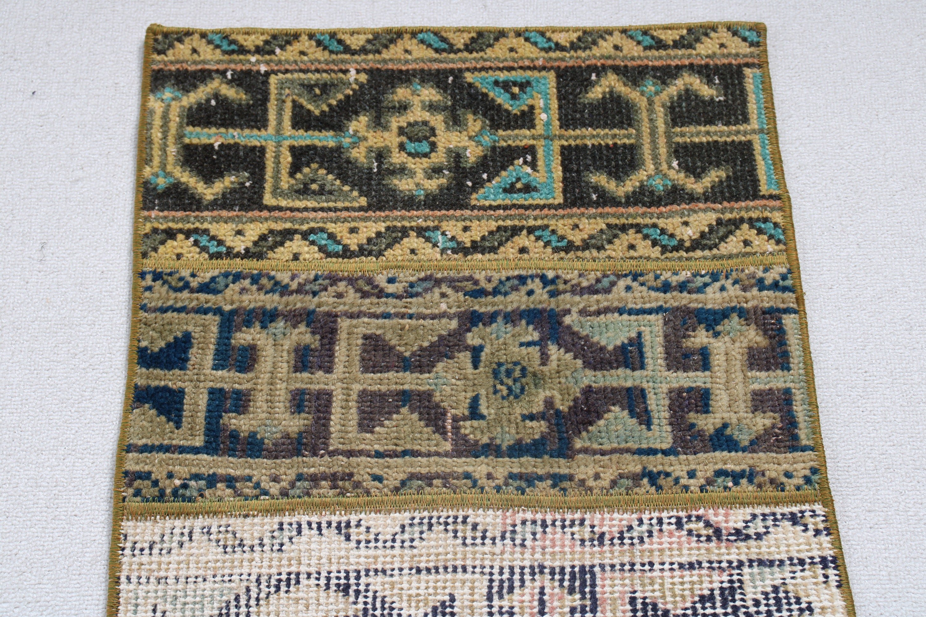 1.6x3.2 ft Küçük Halı, Yatak Odası Halısı, Türk Halıları, Araba Paspas Halıları, Küçük Alan Halıları, Geometrik Halı, Vintage Halılar, Mavi Nötr Halılar