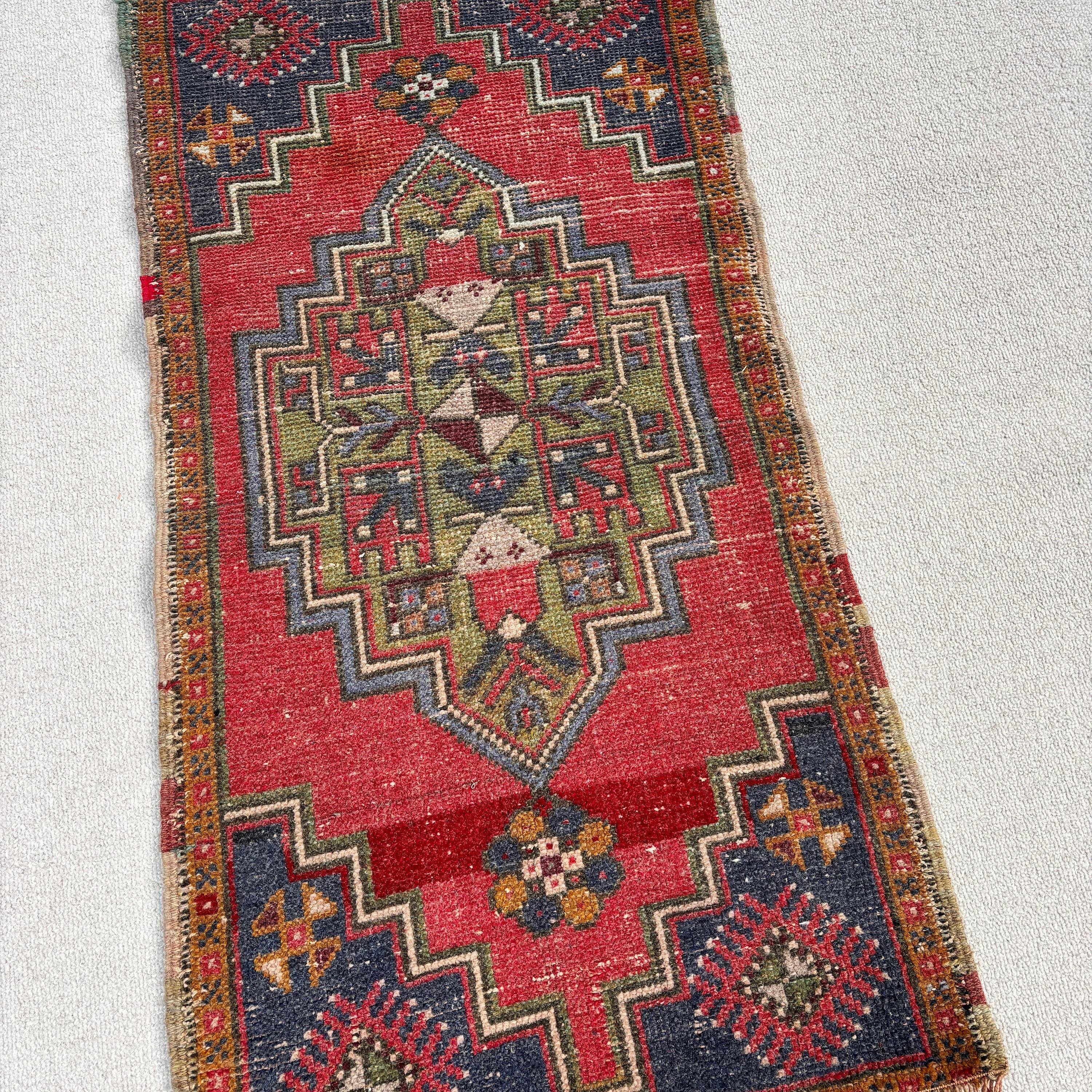 Kırmızı Nötr Halı, Modern Halılar, Vintage Halı, Türk Halıları, 1,7x3,3 ft Küçük Halılar, Boho Halı, Yatak Odası Halısı, Banyo Halıları, Duvara Asılı Halılar