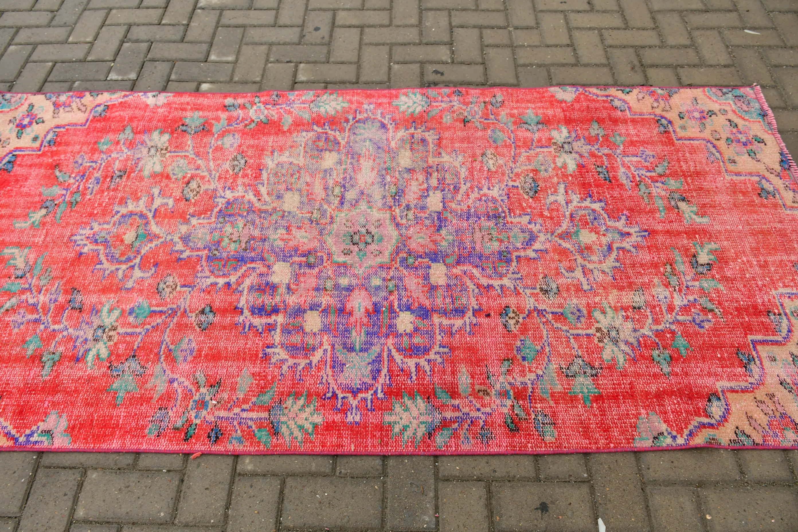 Vintage Rug, Art Rug, Indoor Rug, Rugs for Area, Floor Rugs, Red Floor Rug, 3.7x7.8 ft Area Rug, Turkish Rug, Dining Room Rug