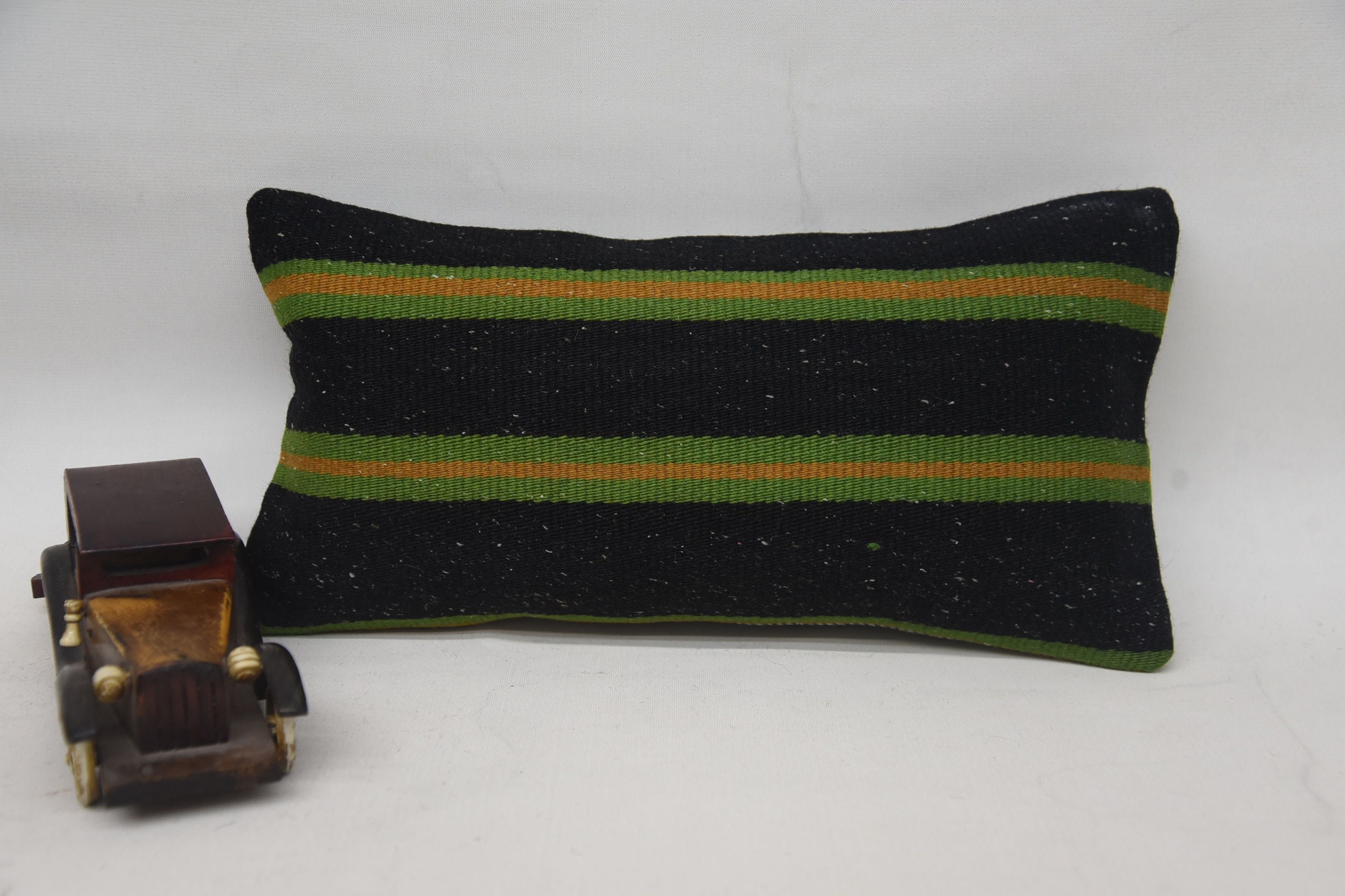 Kilim Pillow, Customized Pillow, Pillow for Sofa, Accent Throw Cushion, Kilim Cushion Sham, 8"x16" Green Pillow Sham