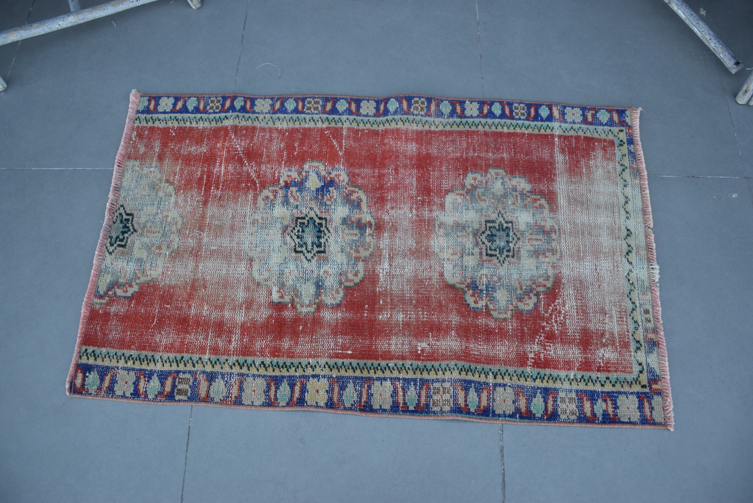 Kitchen Rugs, Turkish Rug, Rugs for Bathroom, Vintage Rugs, Bathroom Rug, Red  2.4x3.8 ft Small Rugs, Boho Rug, Bedroom Rug