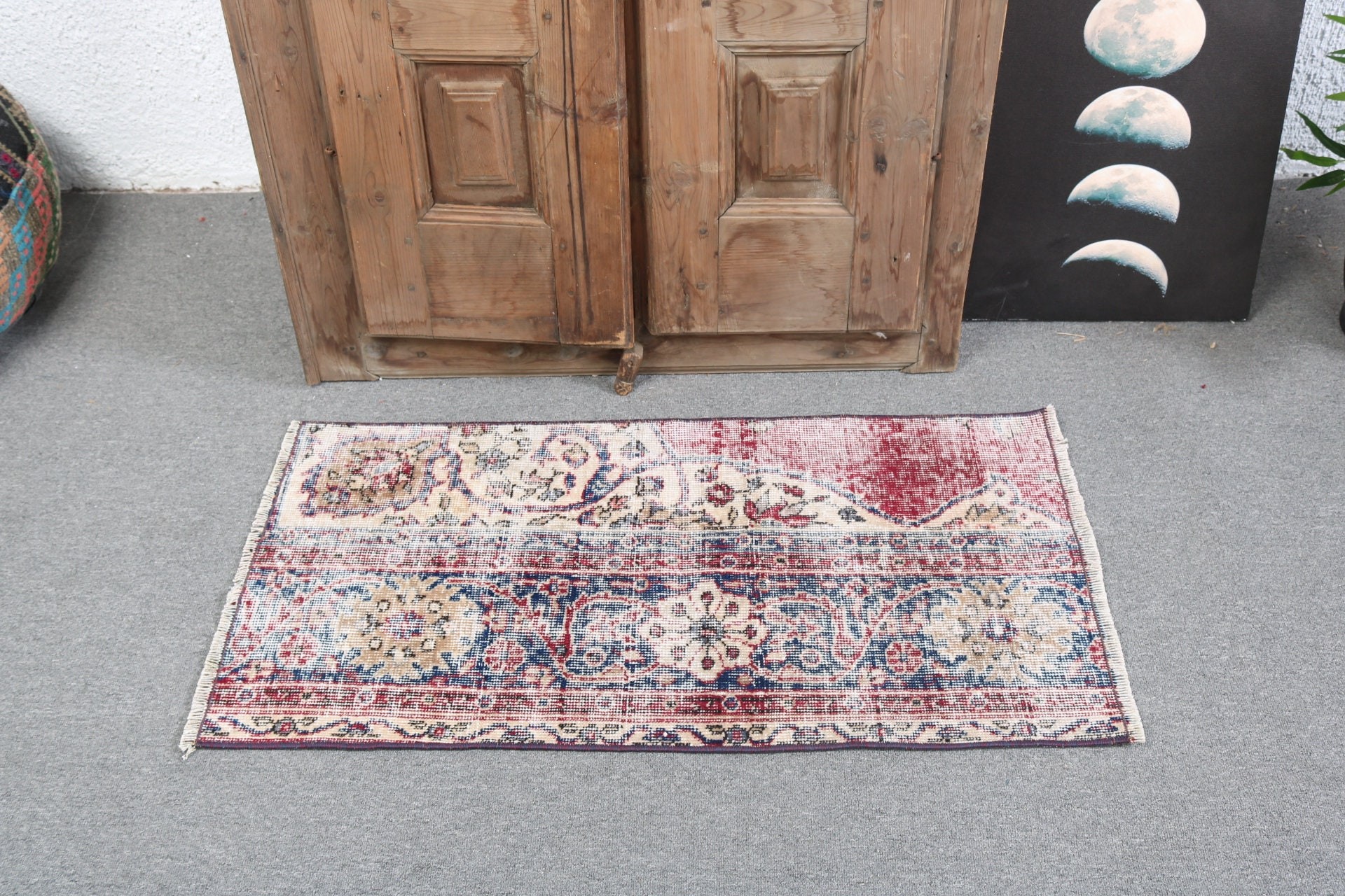 Flatweave Rug, Turkish Rug, Door Mat Rug, Turkey Rugs, Wool Rug, Blue Anatolian Rug, Small Area Rugs, 1.6x3.2 ft Small Rugs, Vintage Rugs