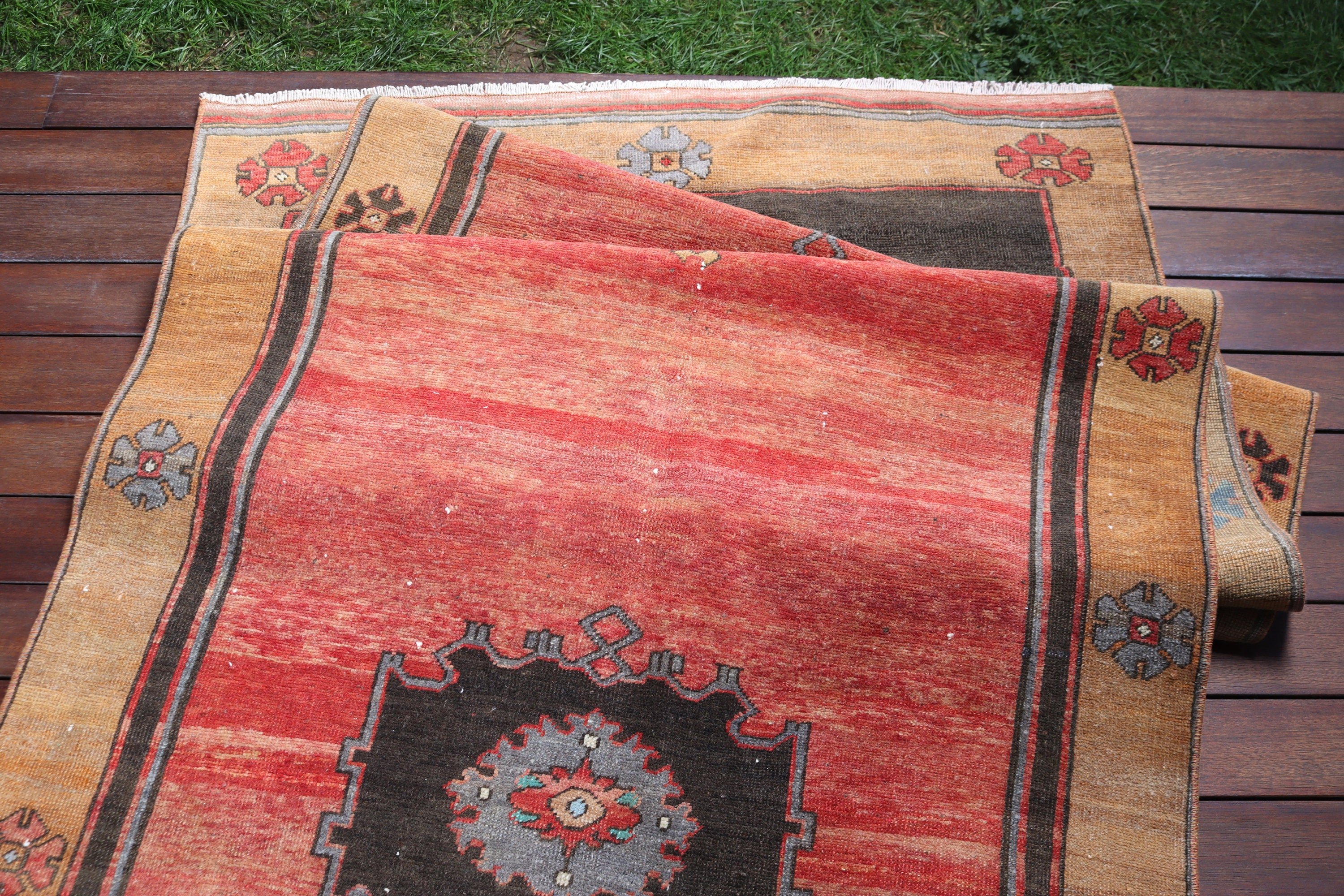 Nötr Halı, Türk Halıları, Kırmızı Fas Halıları, 3,4x10,6 ft Runner Halısı, Vintage Halı, Lüks Halı, Mutfak Halıları, Yatak Odası Halısı, Koridor Halıları