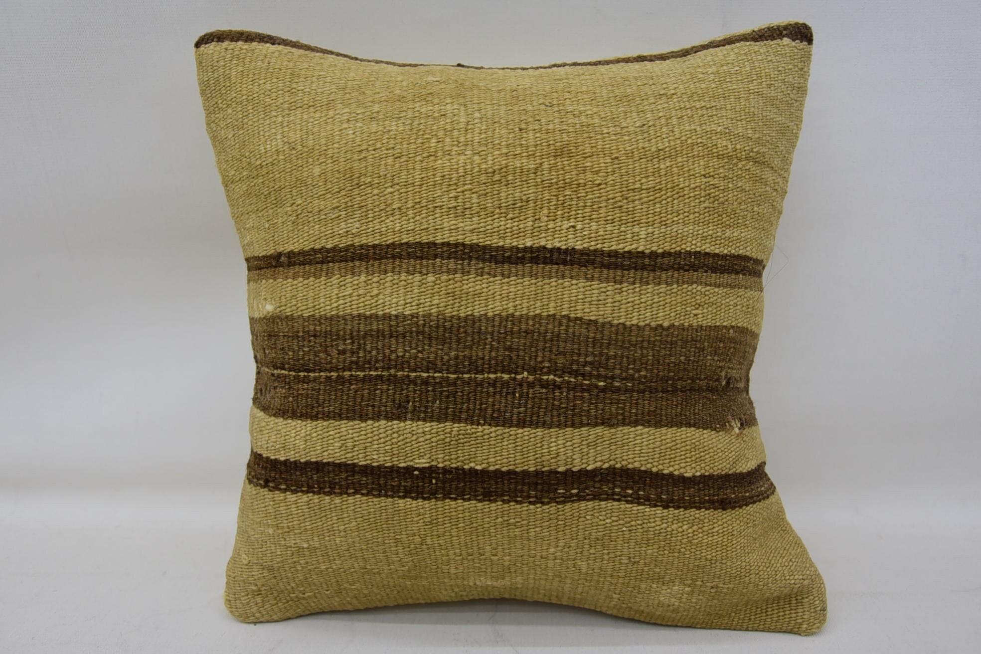 Kilim Cushion Sham, Accent Throw Pillow Case, Kilim Pillow Cover, 14"x14" Beige Pillow, Interior Designer Pillow