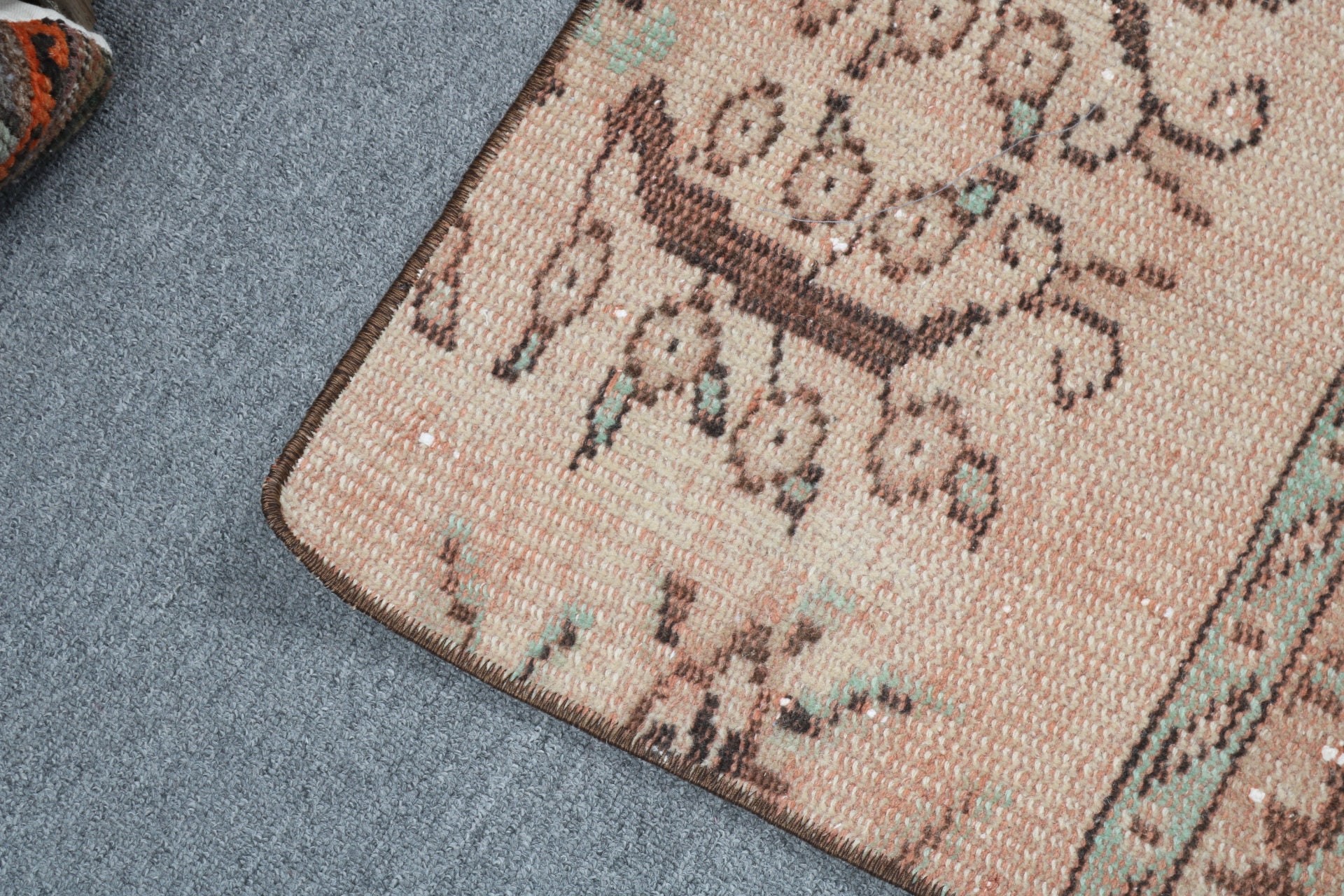 Car Mat Rug, Vintage Rug, Geometric Rug, Bohemian Rug, Anatolian Rug, Small Area Rugs, Brown Floor Rug, 1.6x3.3 ft Small Rugs, Turkish Rugs