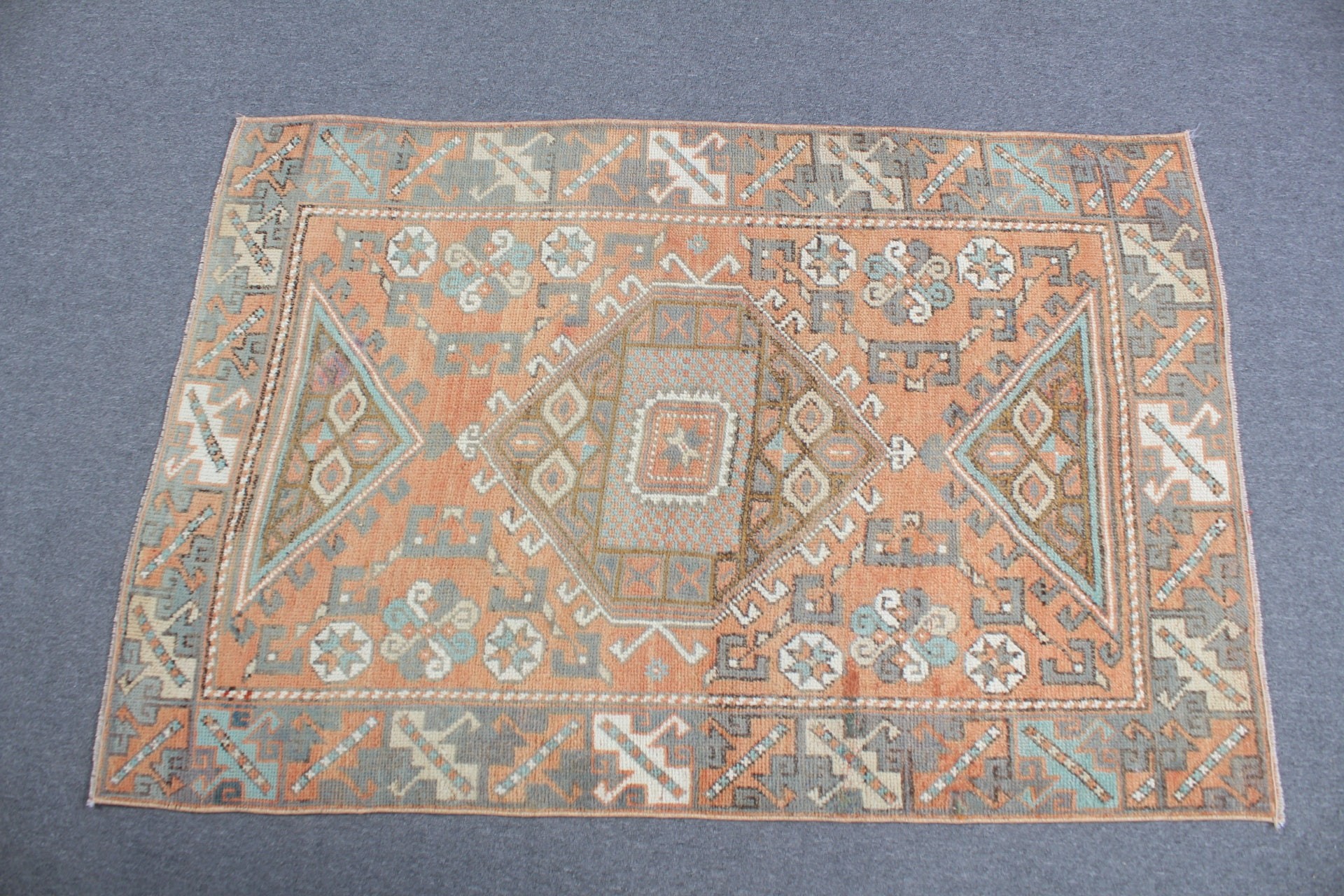 Antique Rugs, Entry Rug, Turkish Rugs, Orange Anatolian Rug, 3.8x5.6 ft Accent Rug, Vintage Rugs, Custom Rugs, Nursery Rugs, Moroccan Rug