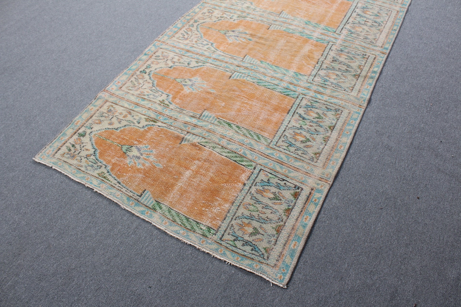 Turkish Rug, Living Room Rug, Rugs for Area, Home Decor Rug, 3.8x7.7 ft Area Rug, Cute Rug, Vintage Rug, Orange Home Decor Rug, Antique Rug