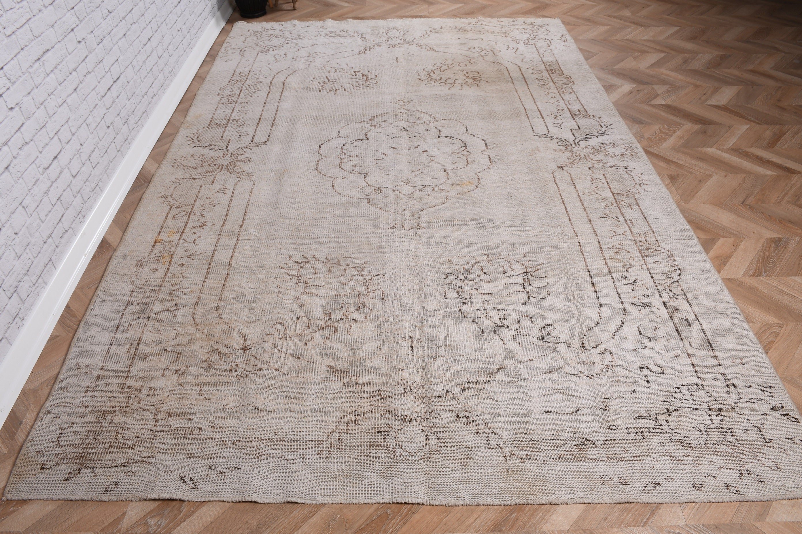 Yatak Odası Halısı, Bej Fas Halısı, Oushak Halıları, 6,2x9,6 ft Büyük Halılar, Yemek Odası Halısı, Vintage Halılar, Ev Dekorasyonu Halıları, Boho Halıları, Türk Halısı