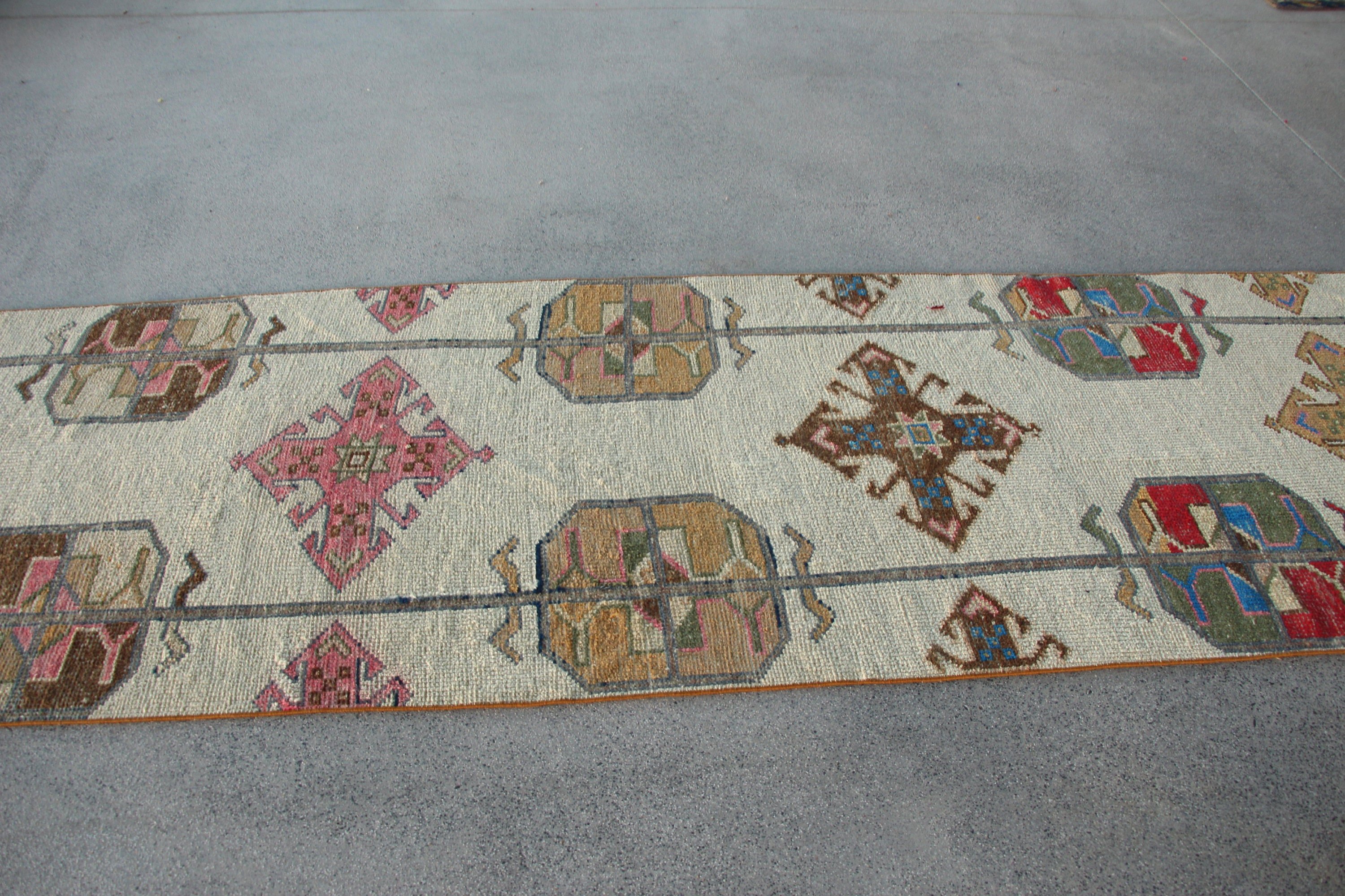 Beige Floor Rugs, Turkish Rugs, Kitchen Rugs, 3.2x12.5 ft Runner Rug, Cool Rug, Rugs for Stair, Vintage Rug, Hallway Rug