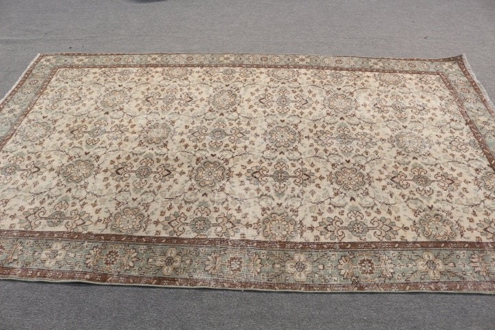 Wool Rug, 5.4x9 ft Large Rugs, Art Rug, Beige Kitchen Rug, Dining Room Rug, Vintage Rugs, Pale Rugs, Turkish Rug, Bedroom Rug