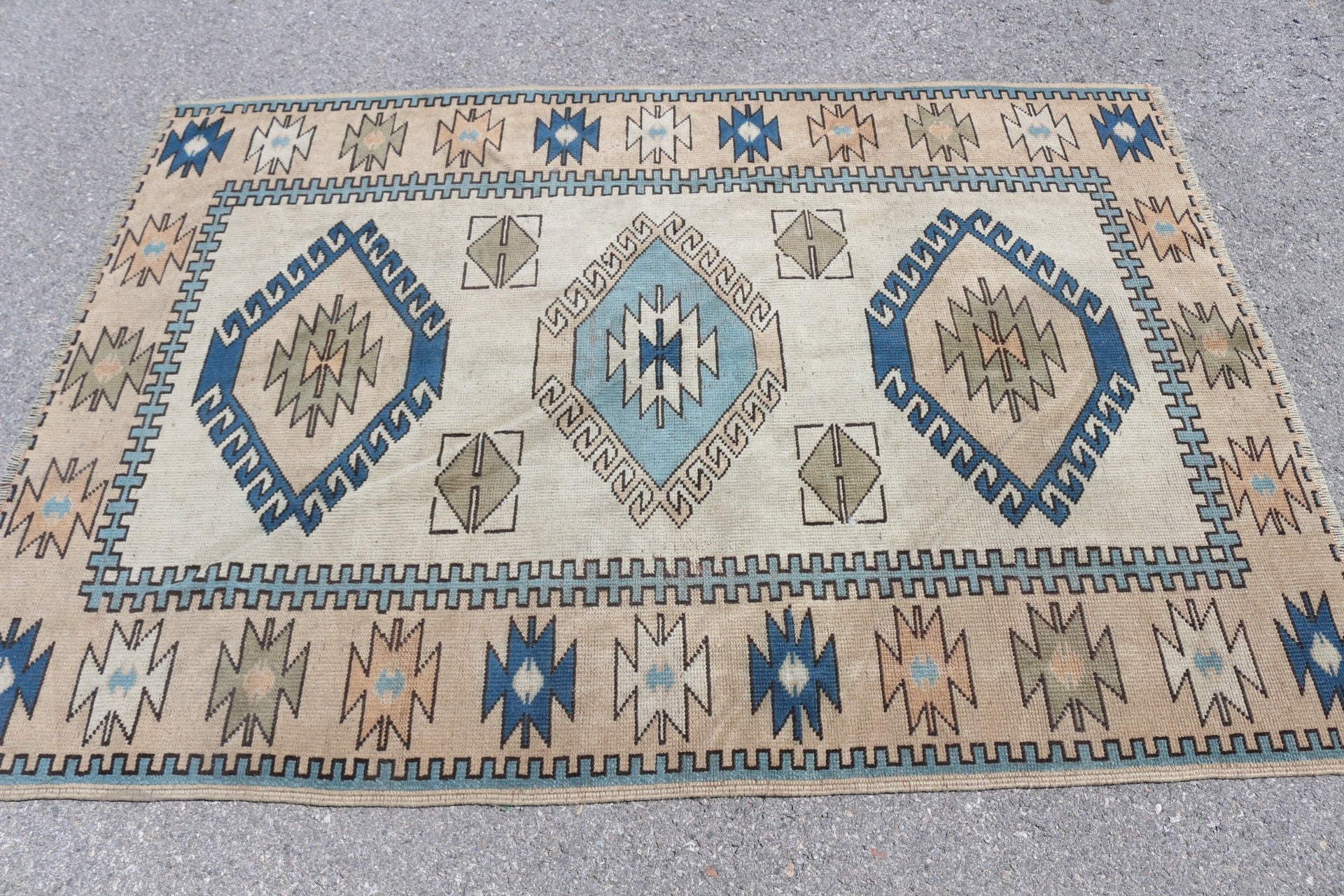 Rugs for Dining Room, Beige Anatolian Rug, 4.2x6 ft Area Rugs, Bedroom Rugs, Vintage Rug, Home Decor Rug, Kitchen Rugs, Turkish Rug