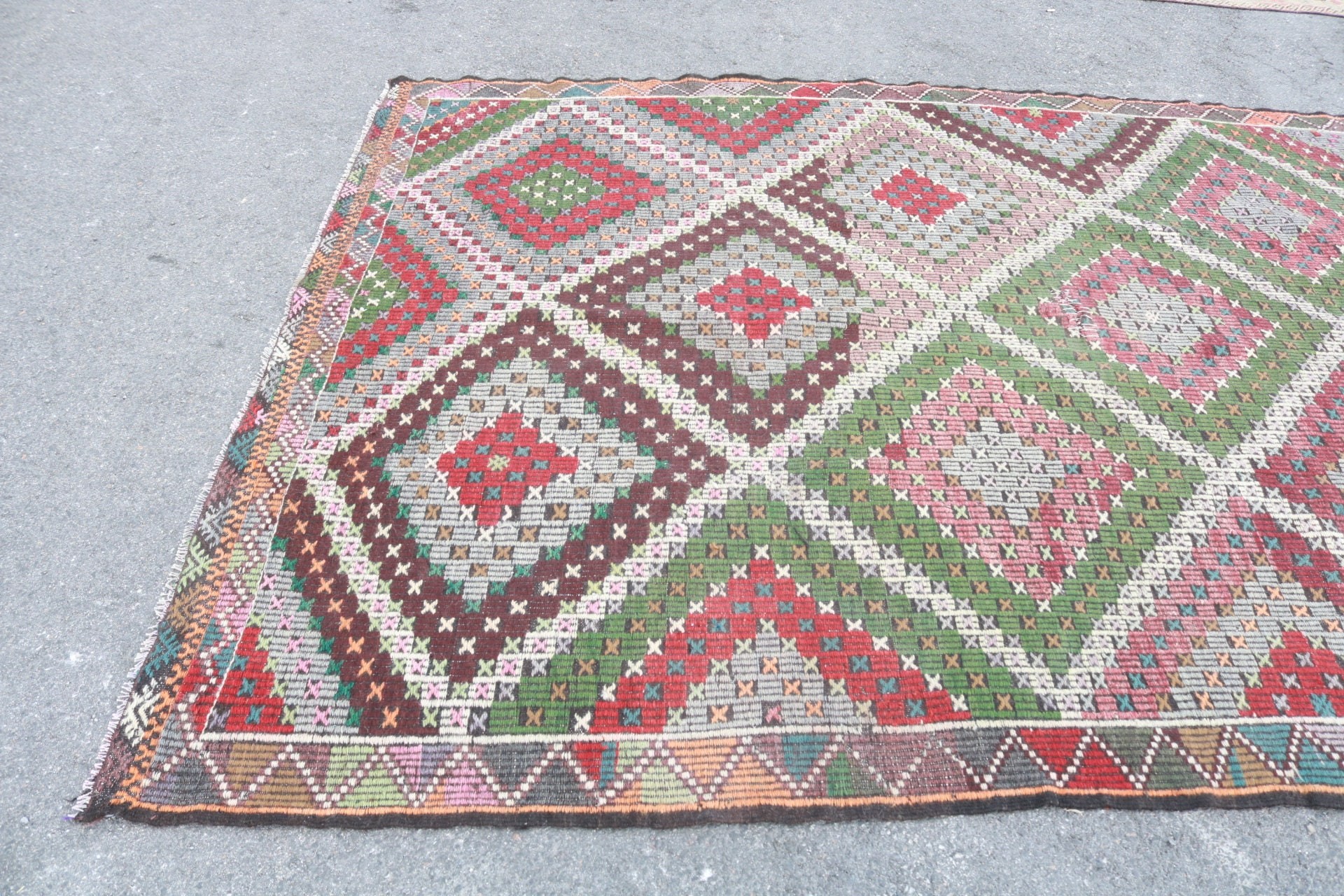 Kitchen Rugs, Turkish Rug, Vintage Rug, Kilim, Antique Rug, Living Room Rugs, Salon Rug, 7x10.3 ft Oversize Rug, Rugs for Living Room