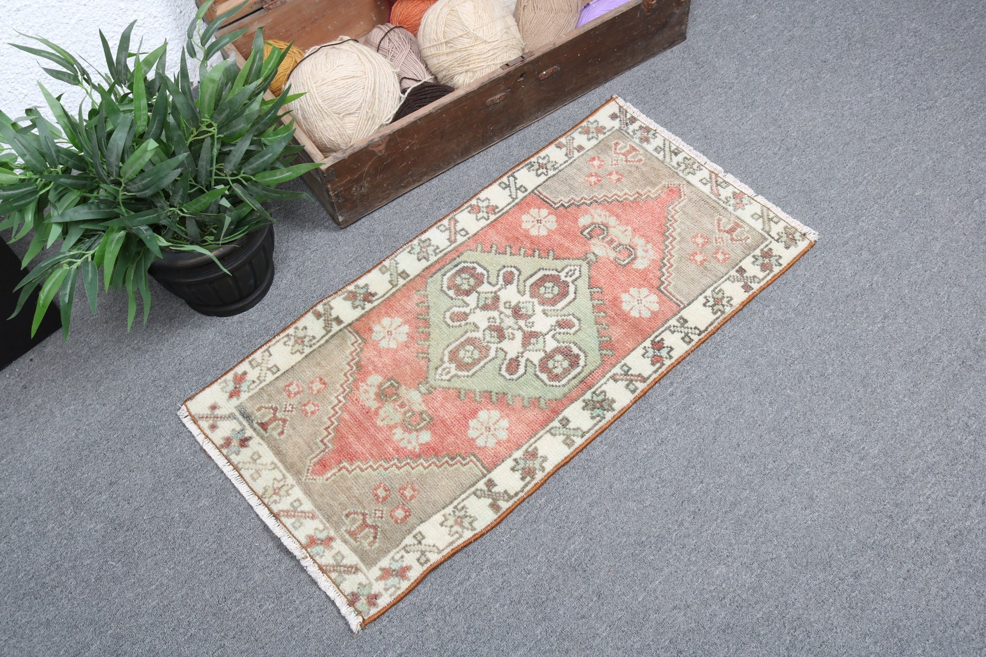 Vintage Halı, Boho Halı, Kırmızı Zemin Halısı, Ev Dekorasyonu Halısı, Küçük Alan Halıları, Türk Halıları, Araba Paspas Halıları, Tribal Halısı, 1.4x2.9 ft Küçük Halı