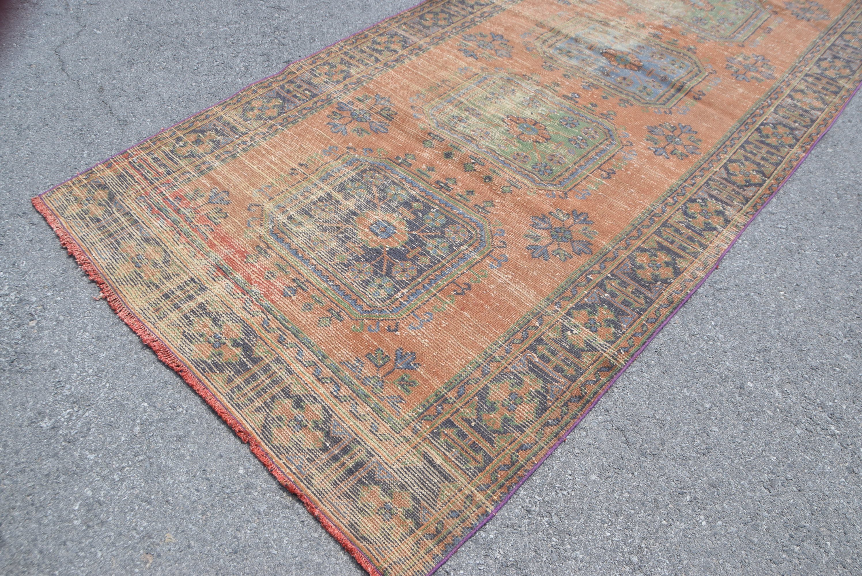 Corridor Rug, 4.6x11.5 ft Runner Rugs, Authentic Rug, Vintage Rugs, Oushak Rug, Orange Home Decor Rugs, Turkish Rug, Hallway Rug, Wool Rug