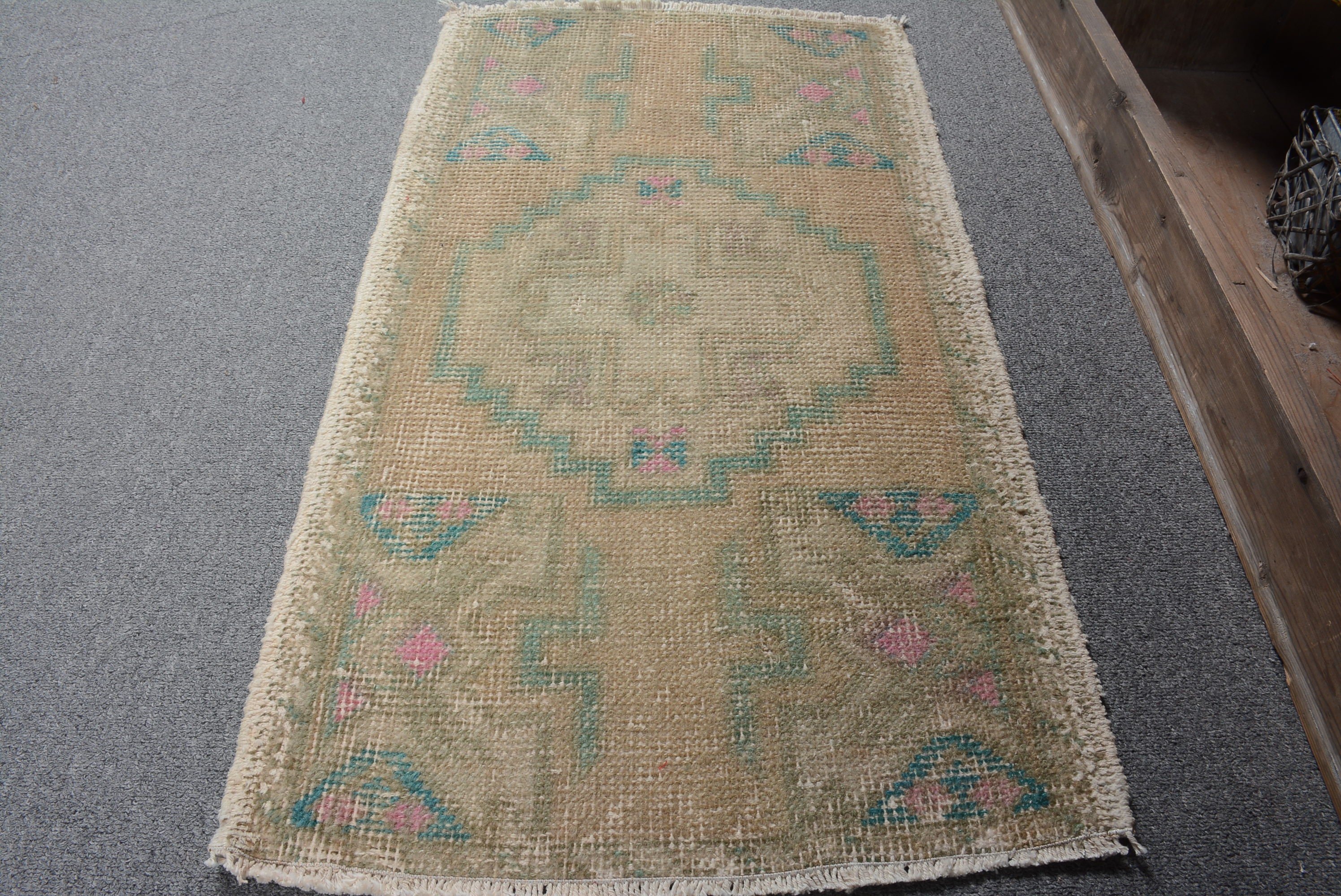 Wall Hanging Rug, Vintage Rugs, 1.6x2.8 ft Small Rug, Dorm Rug, Home Decor Rug, Green Antique Rug, Bath Rug, Turkish Rugs