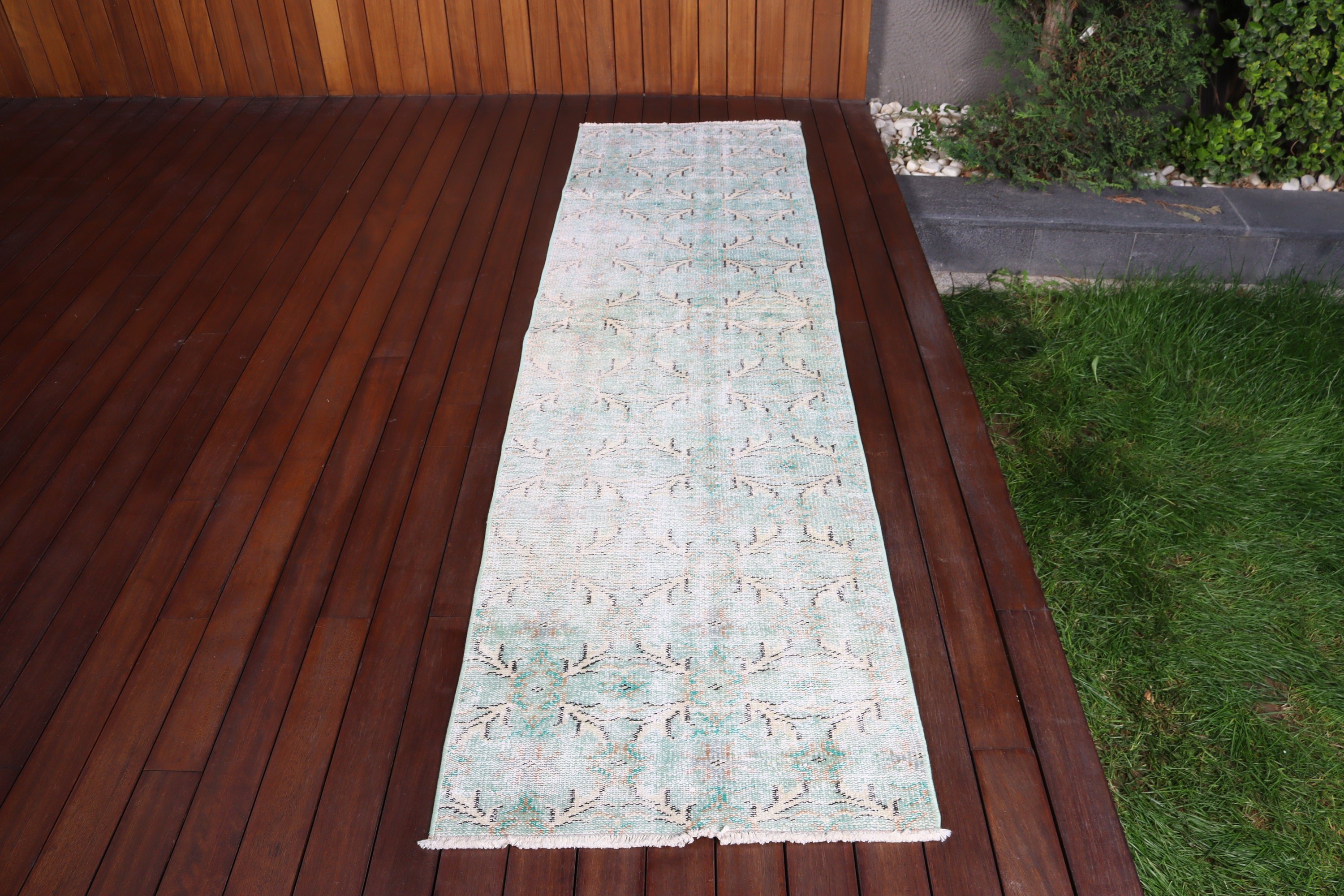 Yer Halısı, Vintage Halı, Mutfak Halısı, Türk Halıları, 2.3x8.4 ft Runner Halıları, Yeşil Ev Dekorasyonu Halısı, Koridor Halıları, Ev Dekorasyonu Halısı, Etnik Halılar